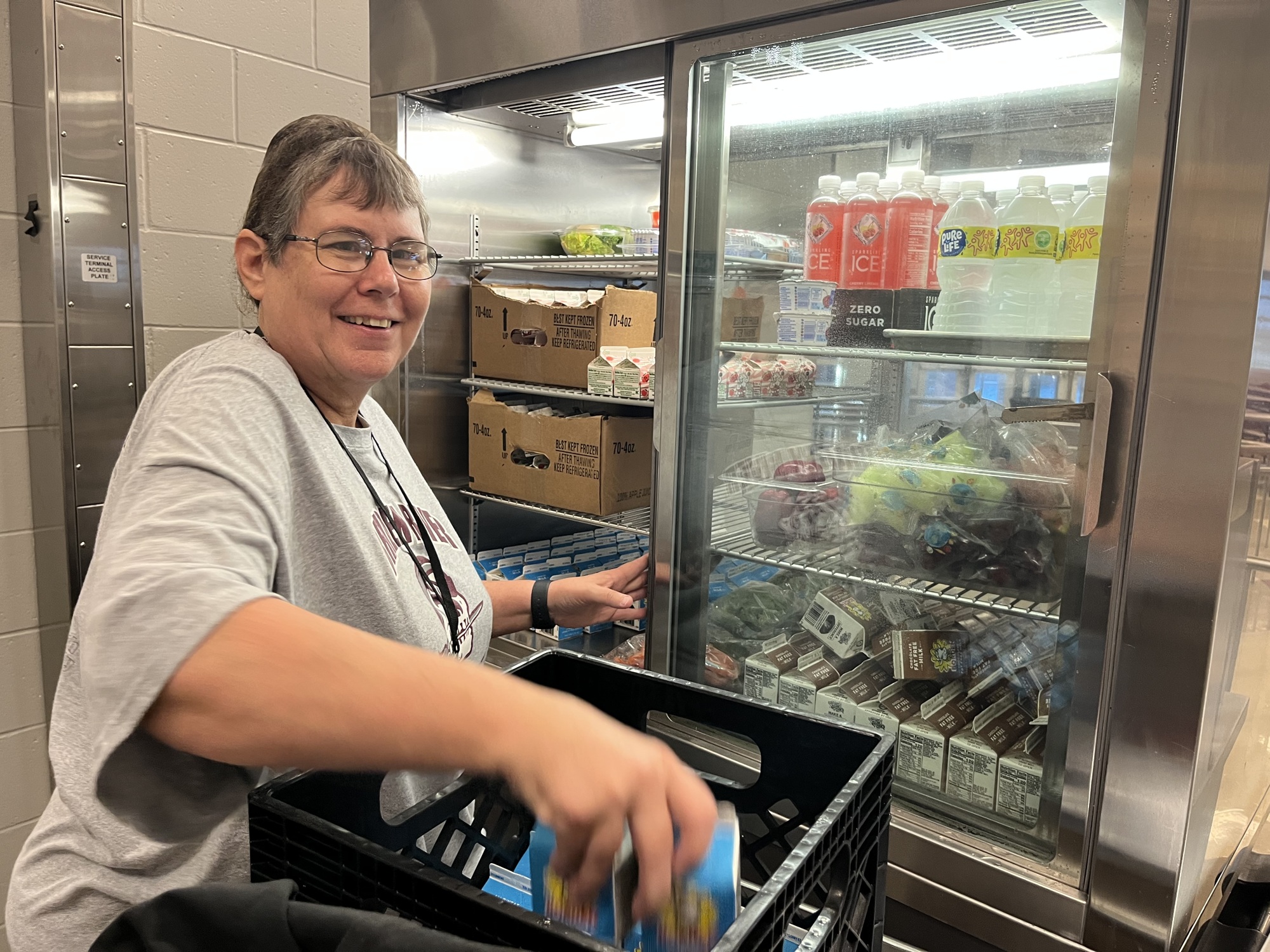 Barbara O'Brien has been a food service worker at Braden River High School for 14 years. 