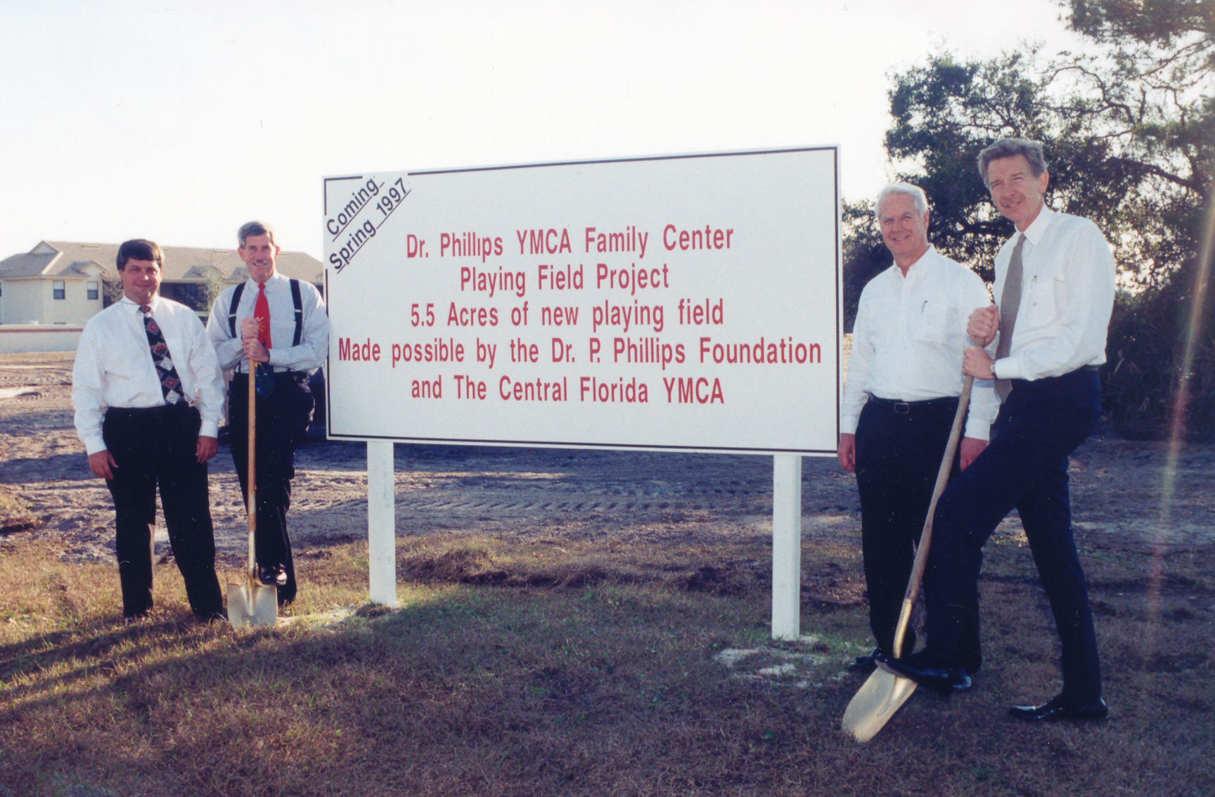 Jim Ferber, right, and other YMCA and Dr. Phillips leaders at a 1996 groundbreaking for the Dr. Phillips YMCA Family Center.