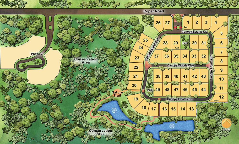 Canopy Oaks includes 58 home sites. Home prices will range from about $600,000 to $900,000.