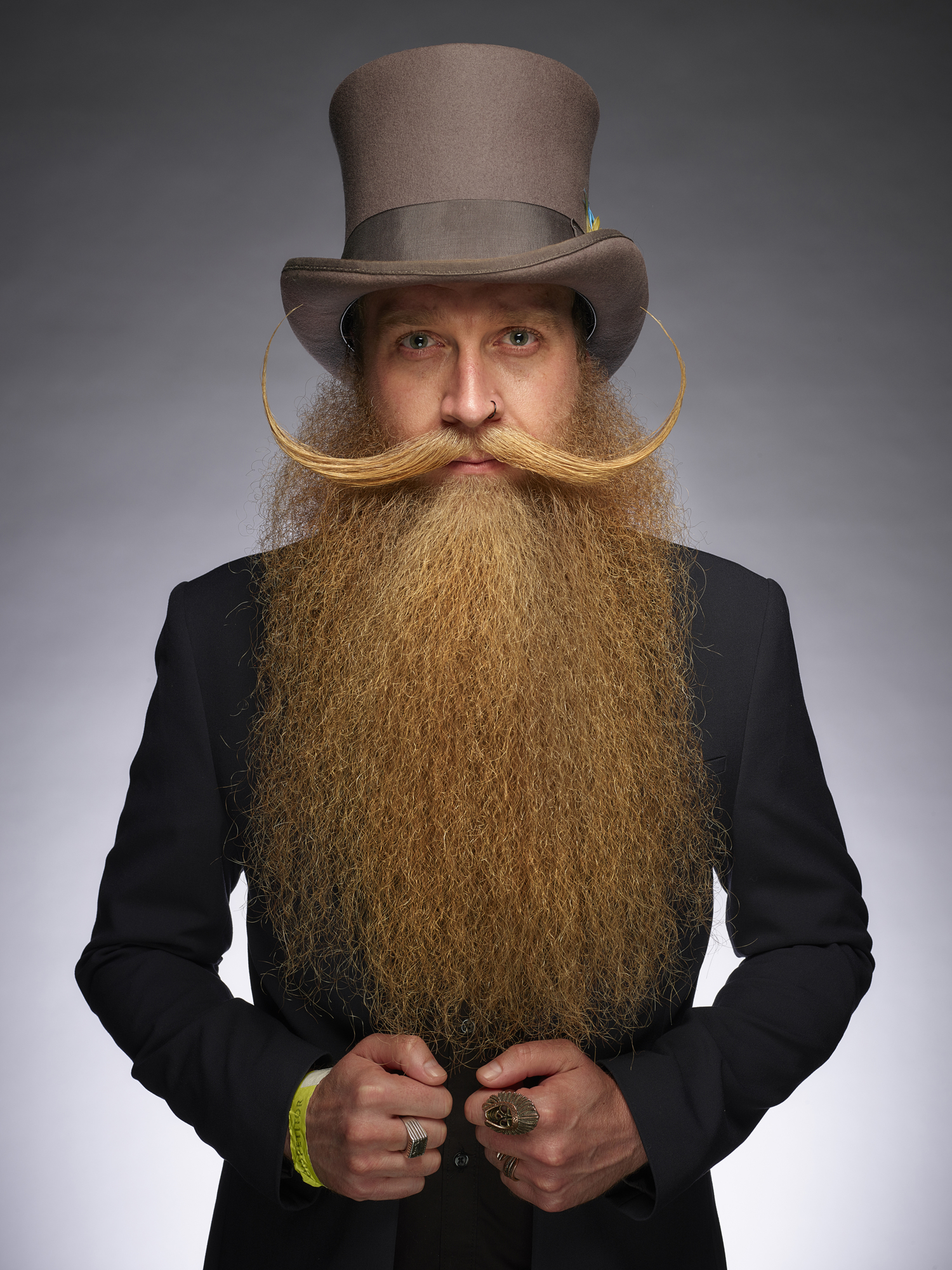 Scott Metts won the world competition in the Full Beard Styled Moustache category. Photo by Greg Anderson