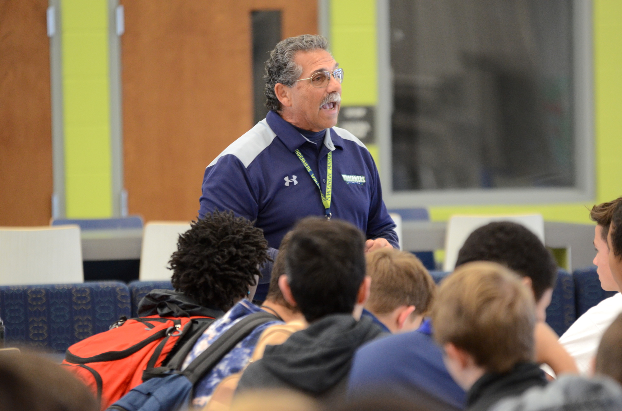 New head coach Fred Priest addresses the Windermere High football team during a team meeting Dec. 13.