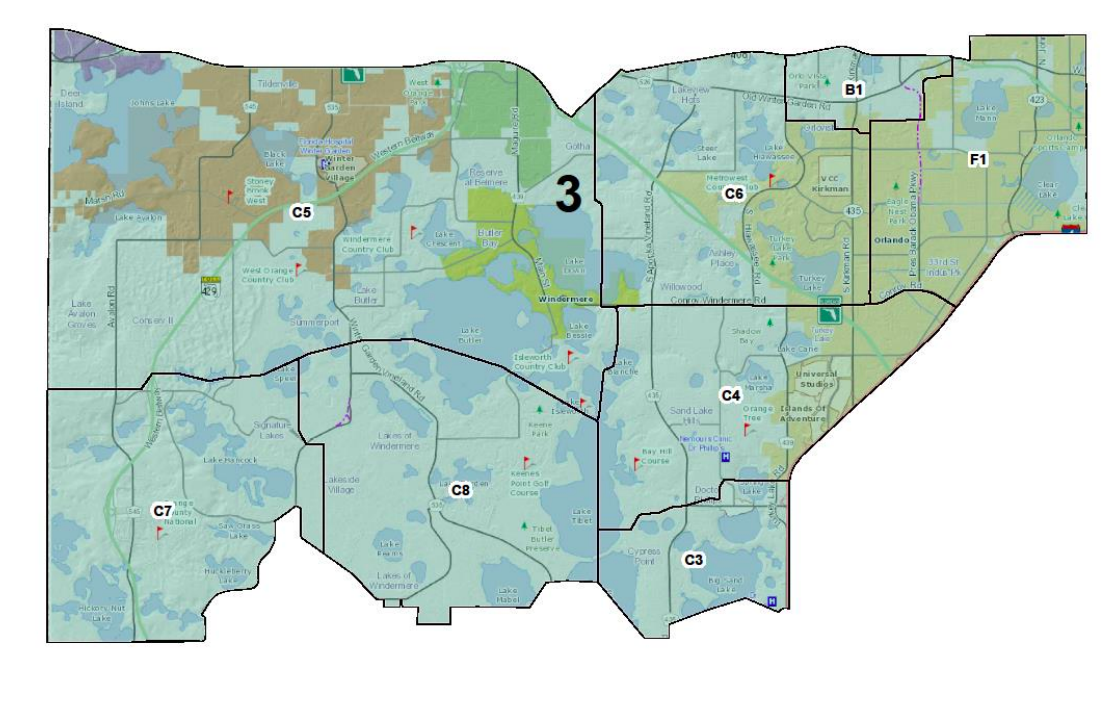 Map of the proposed Sector 3 with zone changes. (Courtesy of Orange County Sheriff's Office)