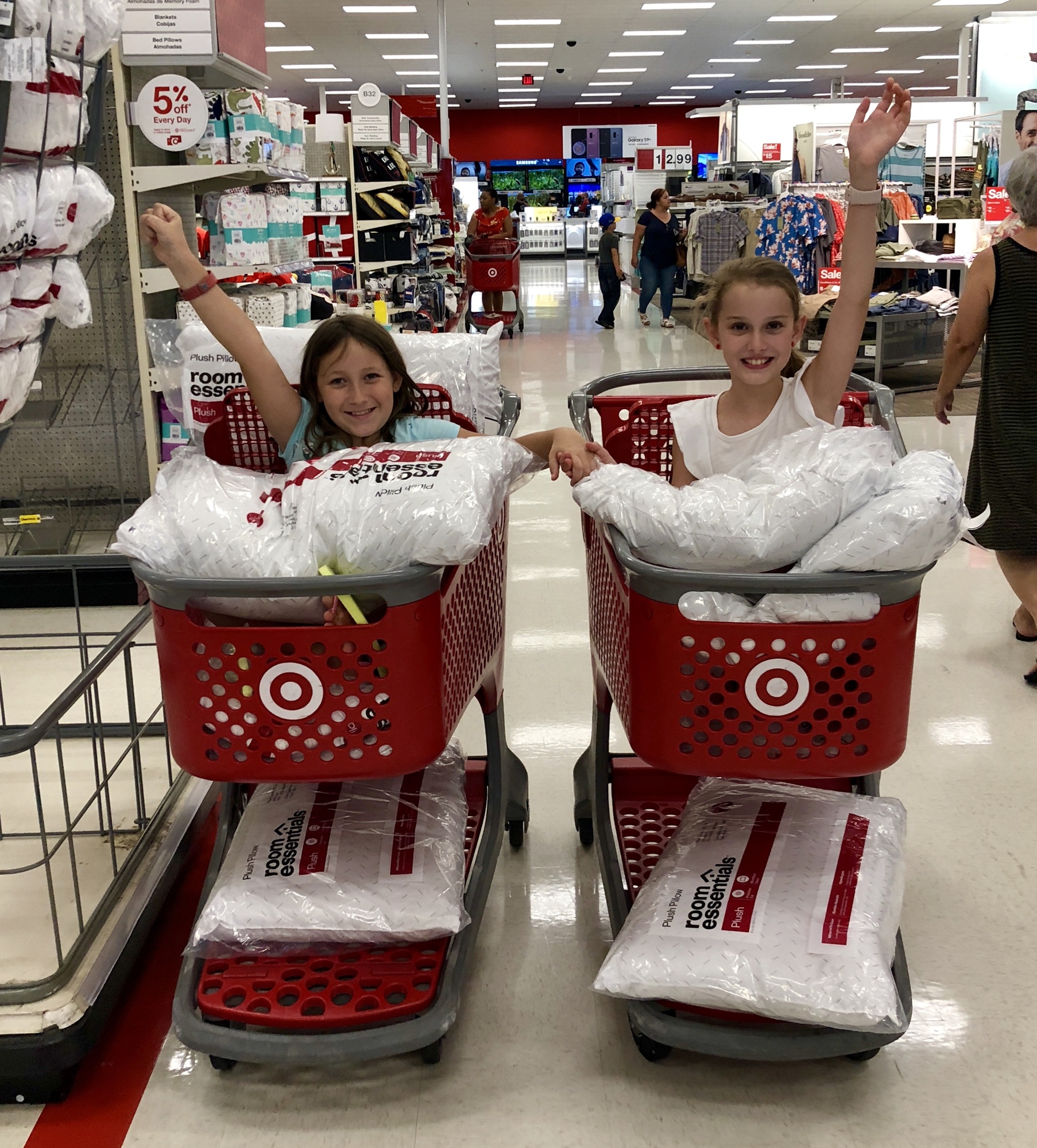 CC Charities founders Carmella Duell, left, and Claire O’Malley purchased and donated pillows to St. Luke’s United Methodist Church, which shelters homeless families from Family Promise of Greater Orlando four times a year.