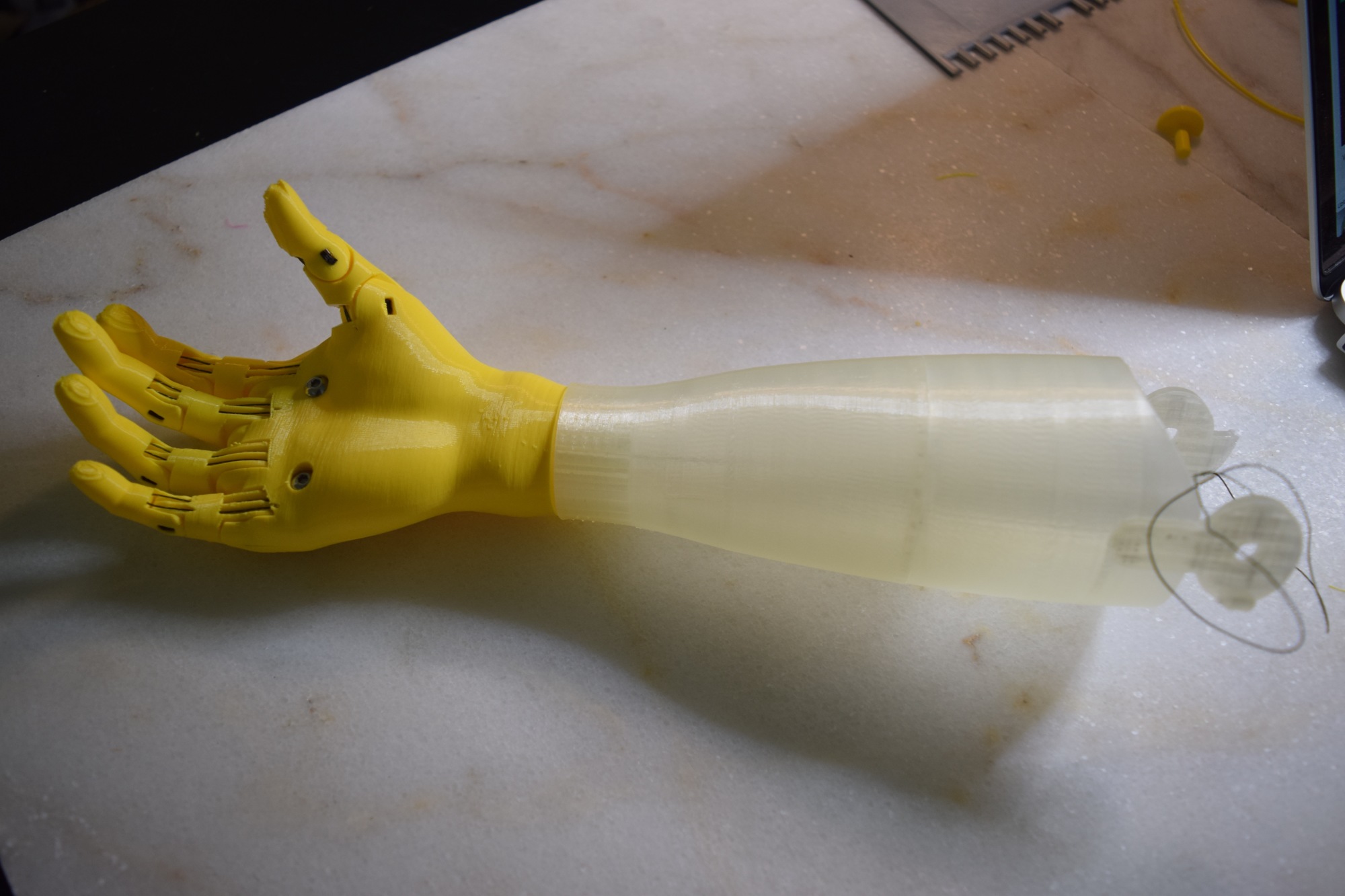 This 3D-printed arm is similar to the one Maxwell created for 5-year-old Blakeley in Oregon.