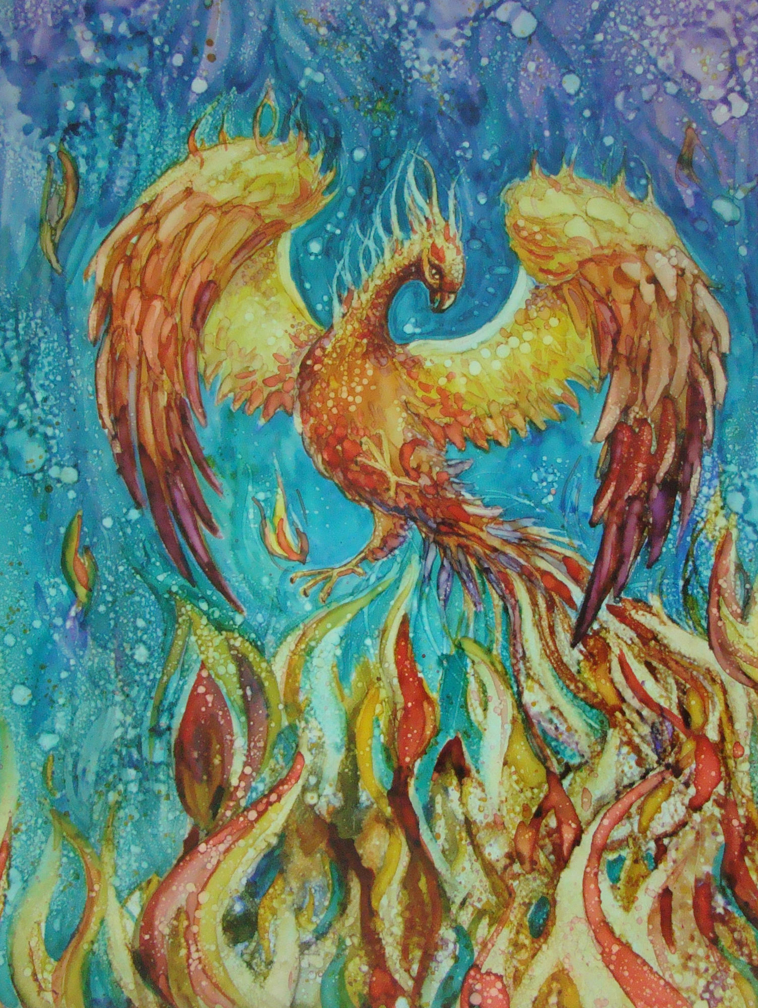 Painter Susan Grogan painted this Phoenix Head, called “Phoenix Rising,” to help promote the SoBo Gallery and Art Center’s five-year anniversary.