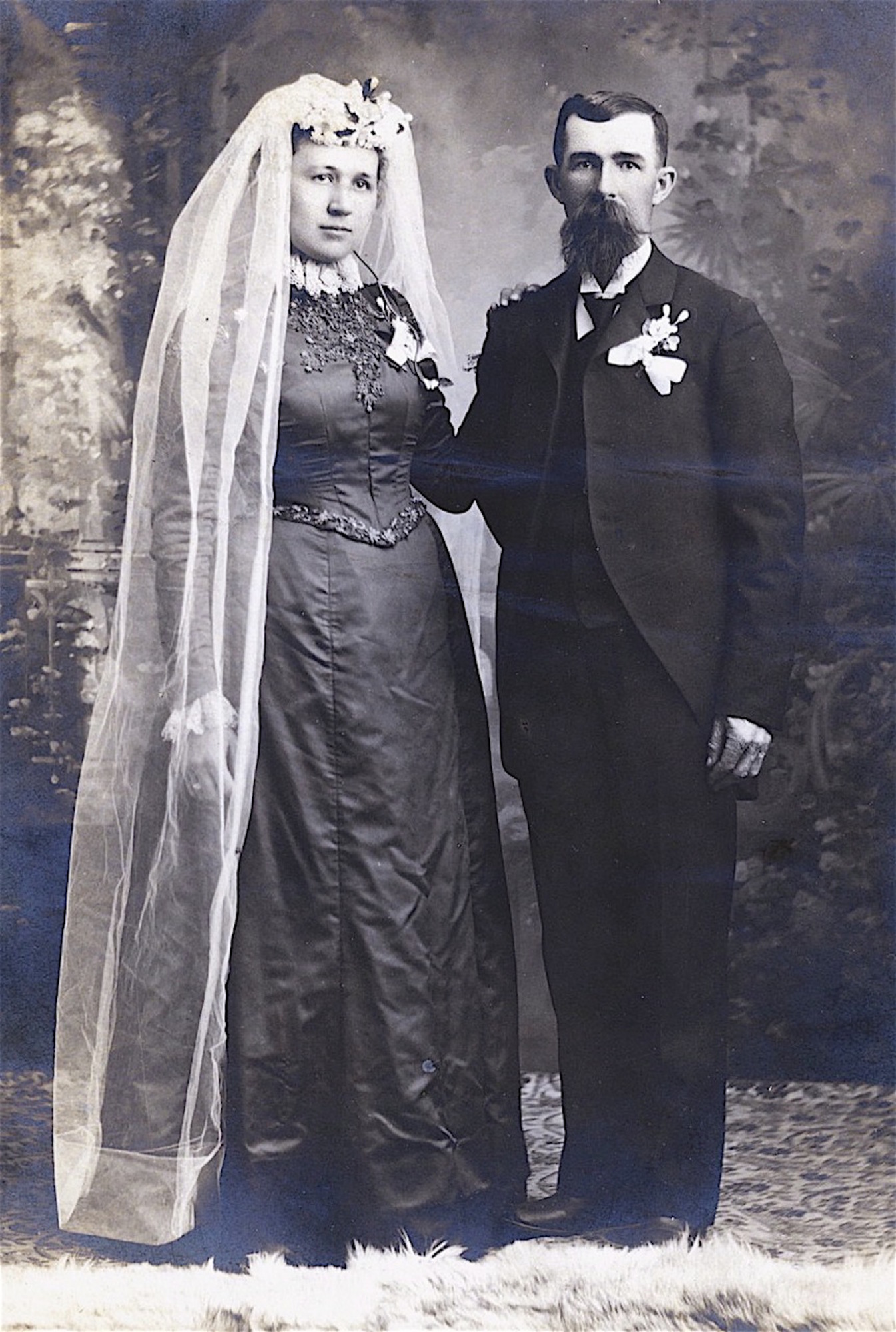 Henry A. Wilkening is seen here in a wedding photo with his wife, Emma.