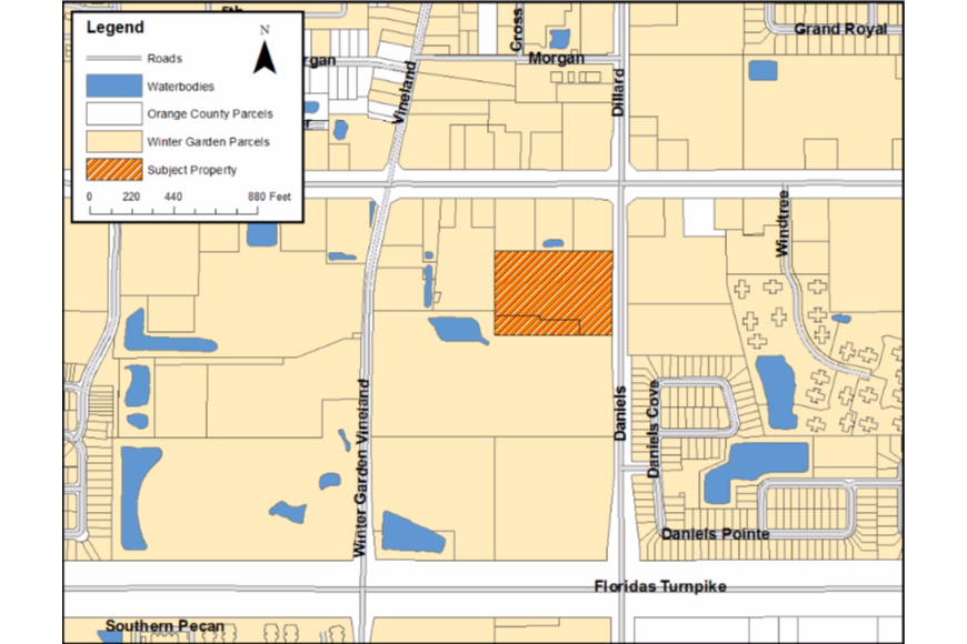 Zoning map of the subject property and surrounding parcels. (Courtesy of the city of Winter Garden)
