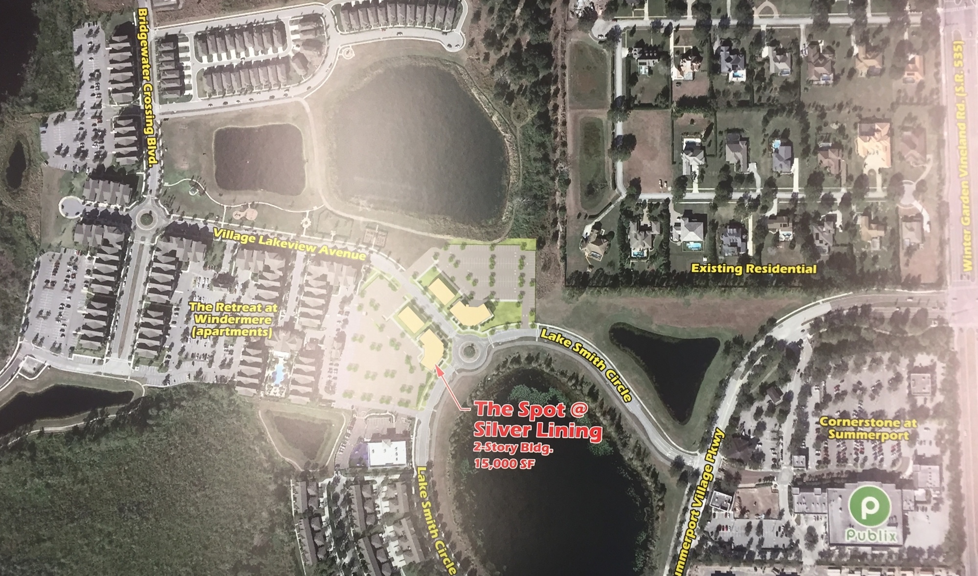 The proposed development is at the corner of Lake Smith Circle and Village Lake Ave.
