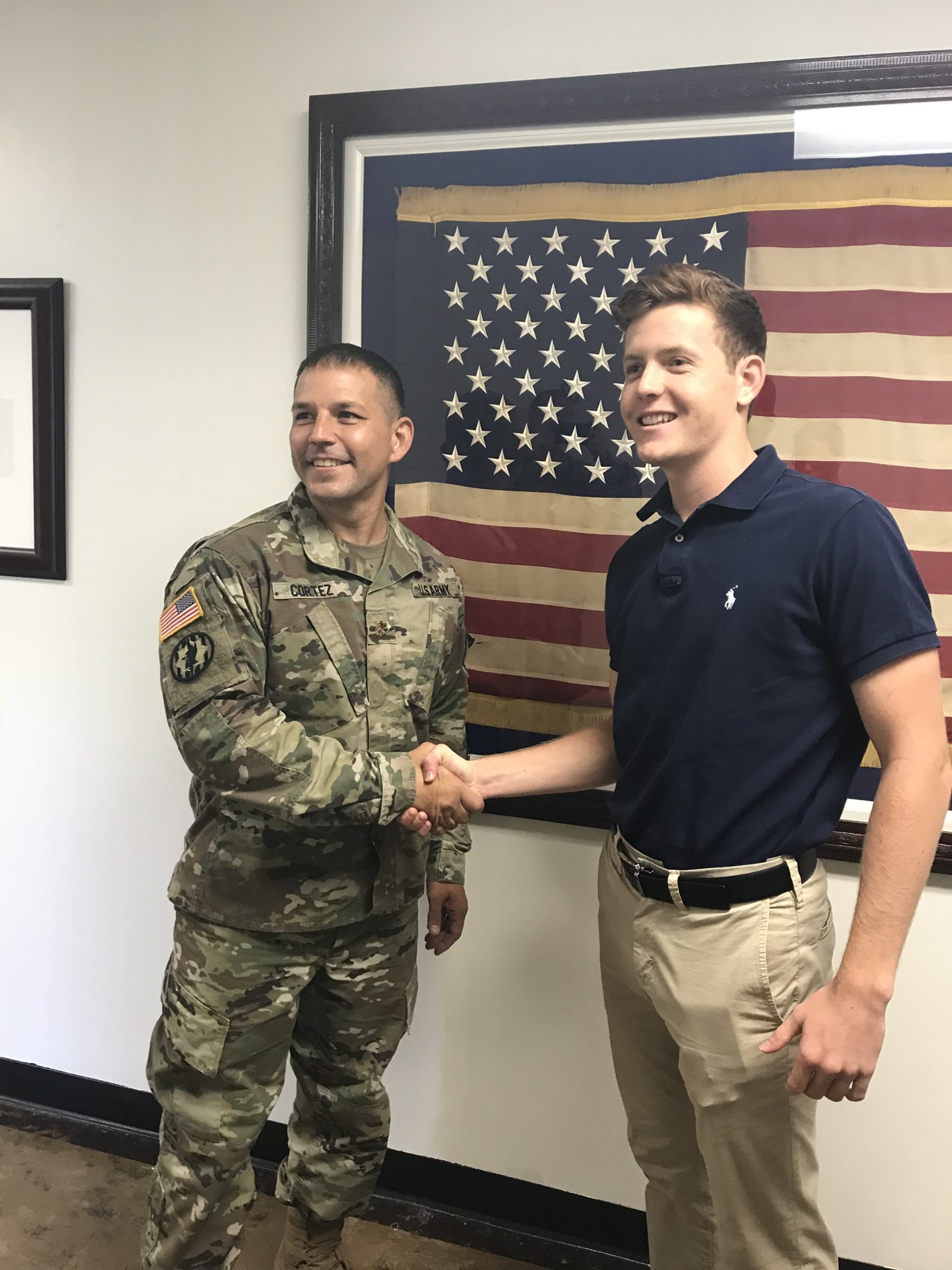 Greyson Everidge, right, with Francis Cortez, professor of military science and lieutenant colonel of the University of Florida Army ROTC.