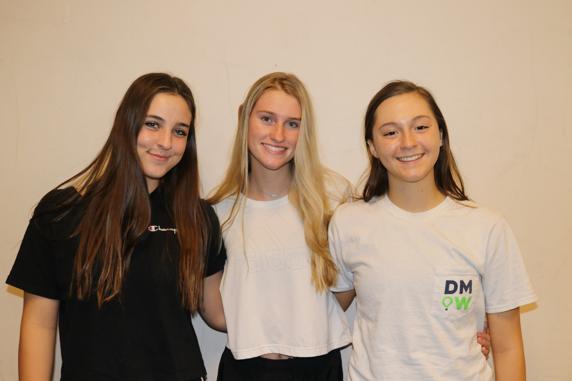 From left: Cailey Dotson, 15; Mia Janney, 14; and Hannah Roig, 14, make up The CHarMz dance group. 