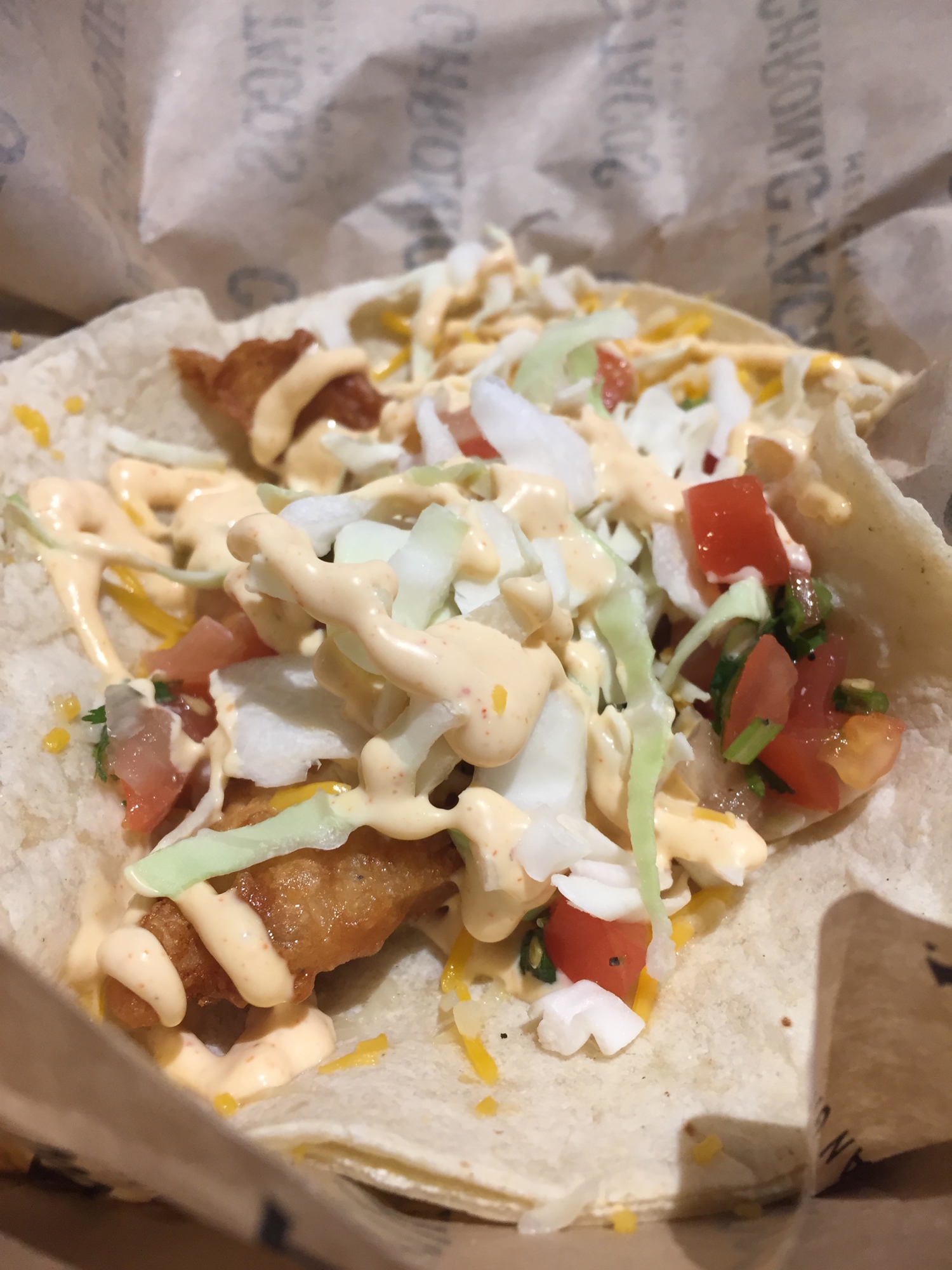 The beer-battered, baja-style fish taco is made fresh to order, dipped in Tecate beer batter and deep fried. Served on a corn tortilla with baja sauce, cabbage and pico de gallo.