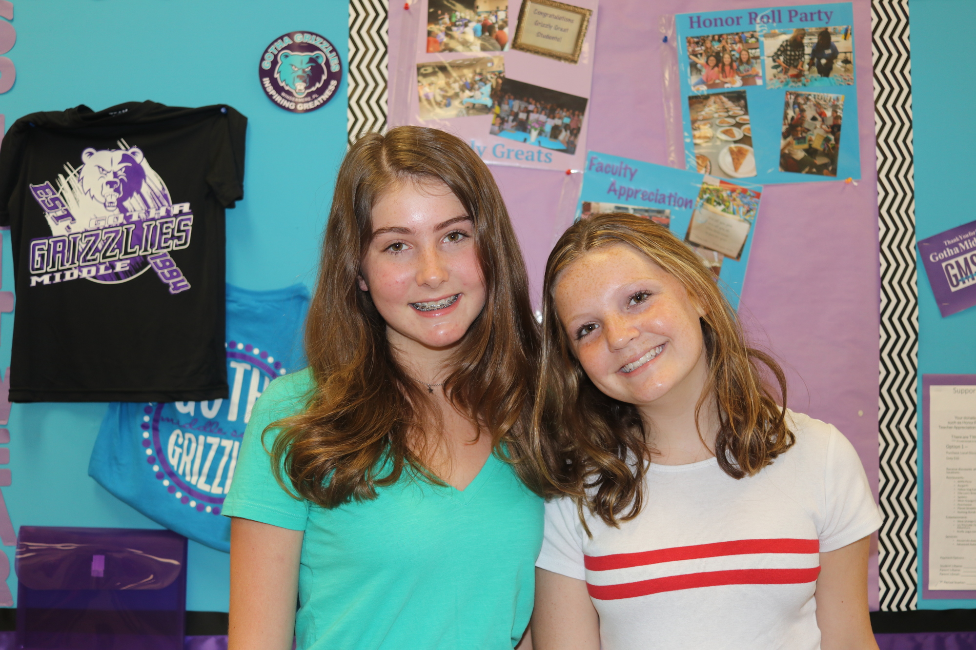 Lucy Dillon, left, and Piper Cristello each appeared in multiple scenes throughout the lip-dub video.