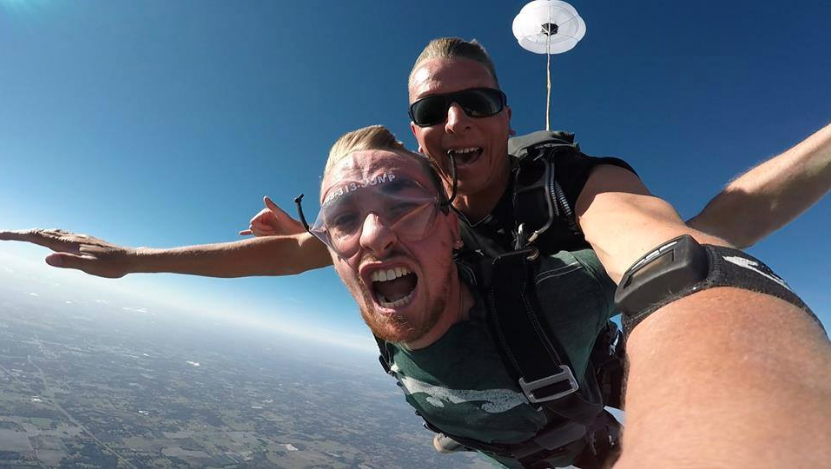 During the six years Brent Snyder had his first new set of lungs, he got the chance to go skydiving.  (Courtesy)