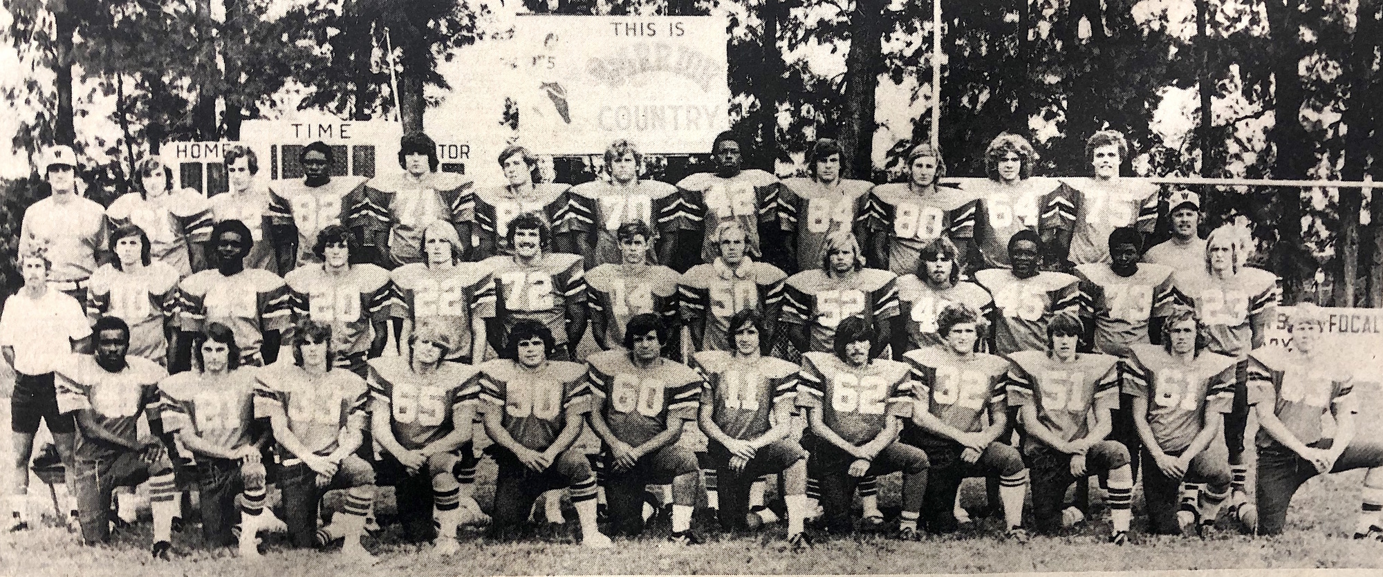 The first West Orange Warrior football team boasted an 8-3 season and won the Orange Belt Conference in 1975-76.