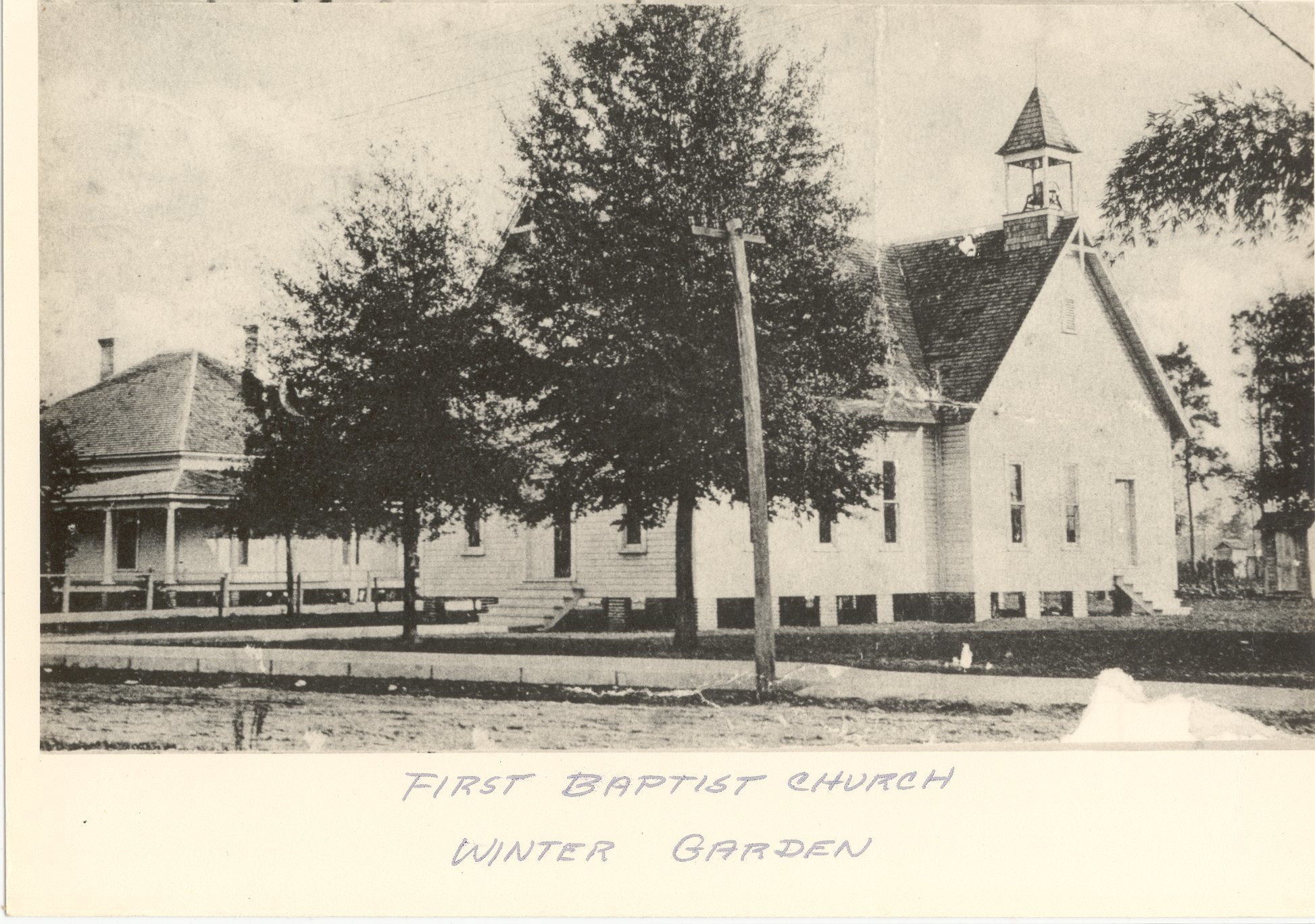 First Baptist Church, Winter Garden, originally organized in Ocoee in 1888 but moved to Winter Garden in 1896 — across the street from the current location. By the early 1900s, another building was constructed on the current site.