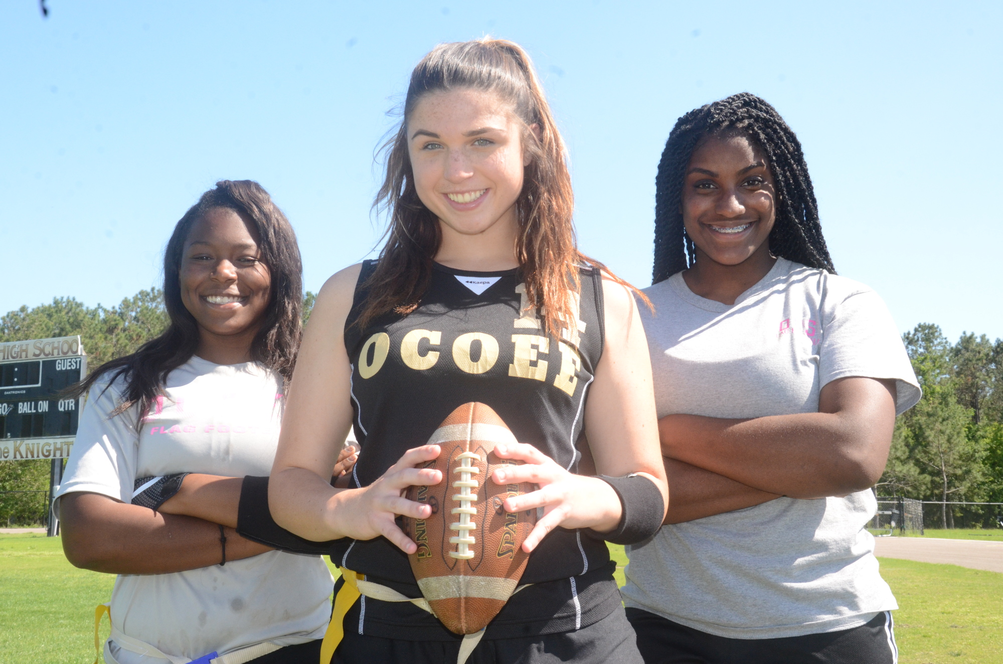 Ocoee seniors Janisha Joseph, left, Audrey Hadley and Kiara Steele are hoping to keep the Knights’ strong start to the season going.