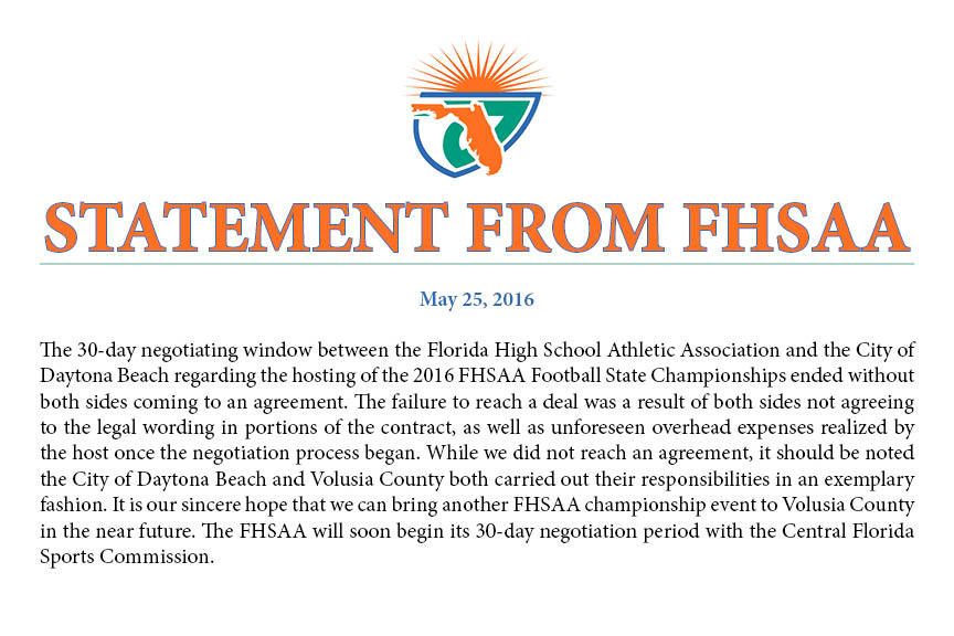 The FHSAA shared this statement the morning of May 25 via Twitter.