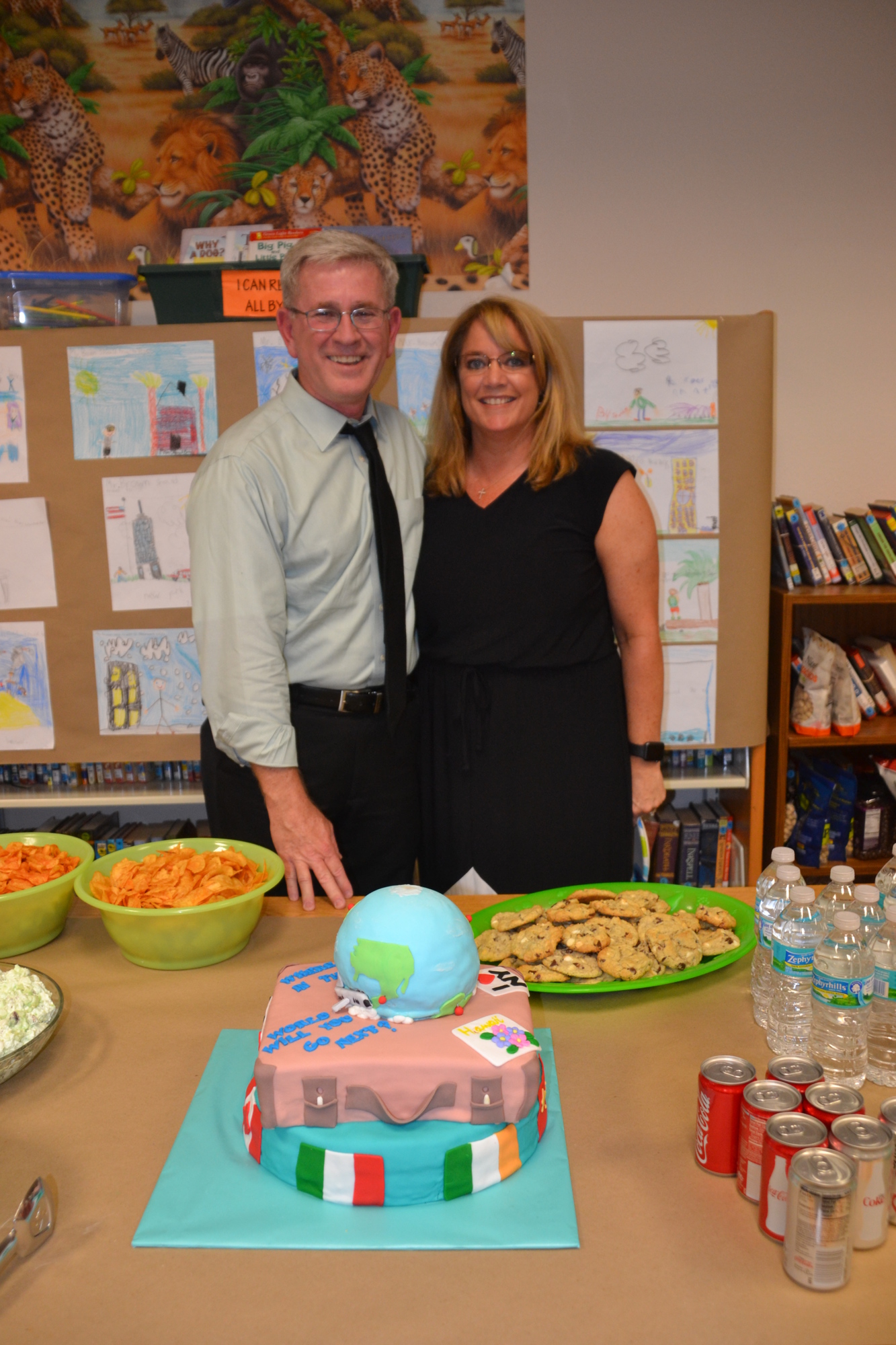 Mark Brown and his wife, Kelly Moss Brown, celebrate his retirement from Orange County Public Schools.