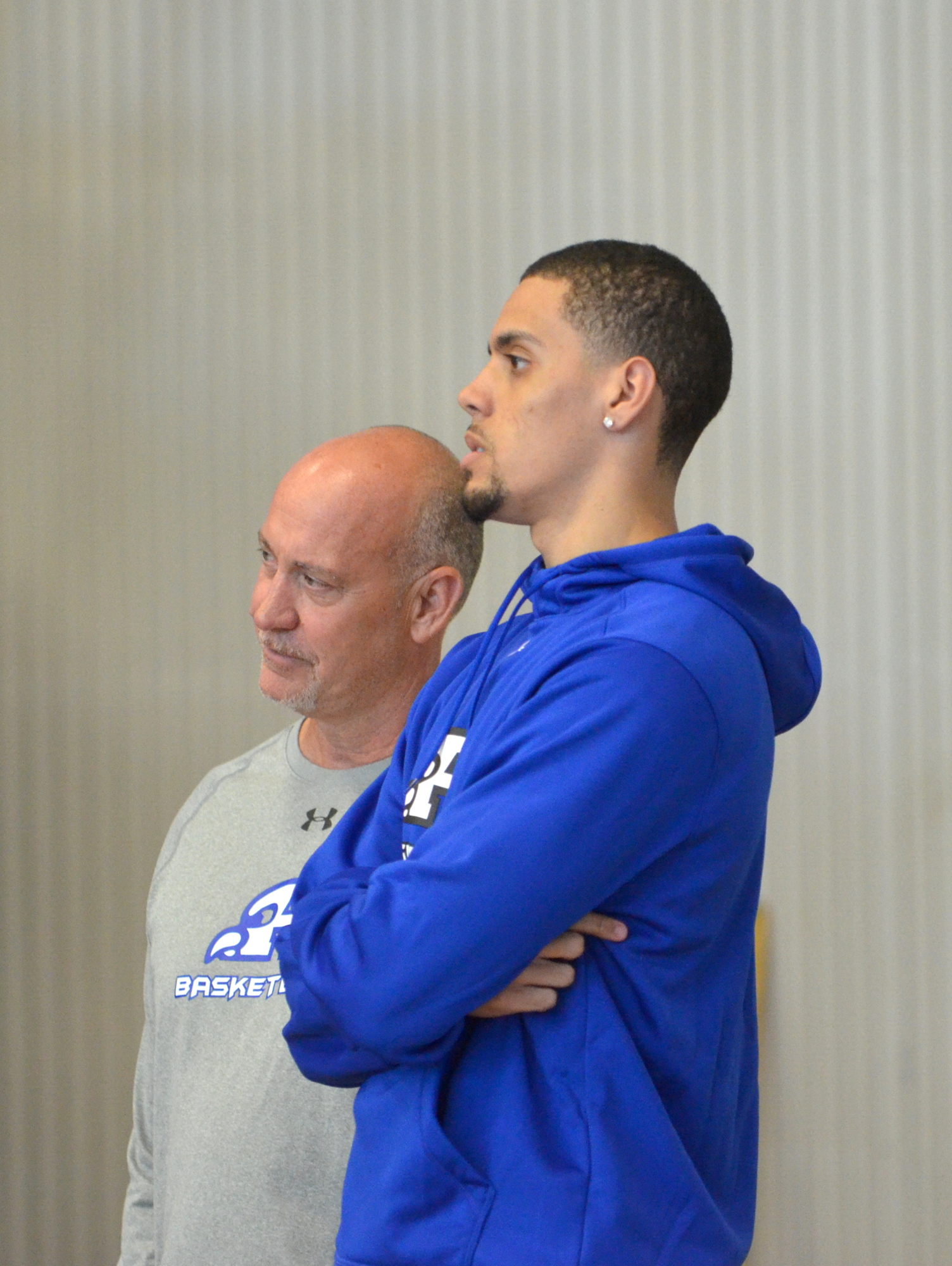 Mark and Trey Griseck scout a game during the Metro vs. Florida Challenge.