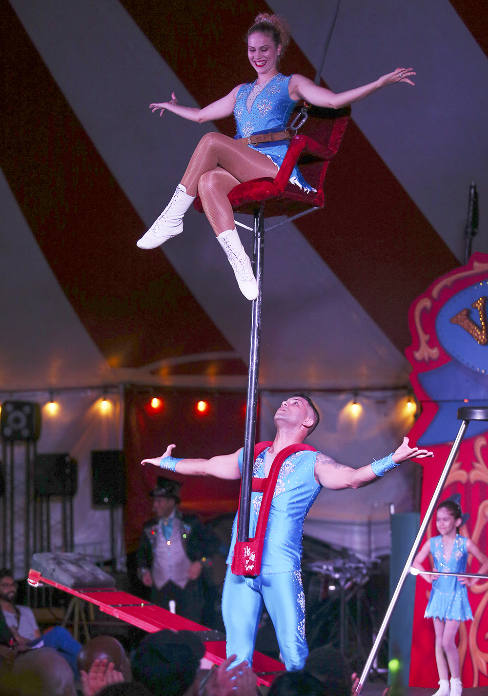 Leonard and Antoaneta Stoica perform an impressive springboard act for the show.
