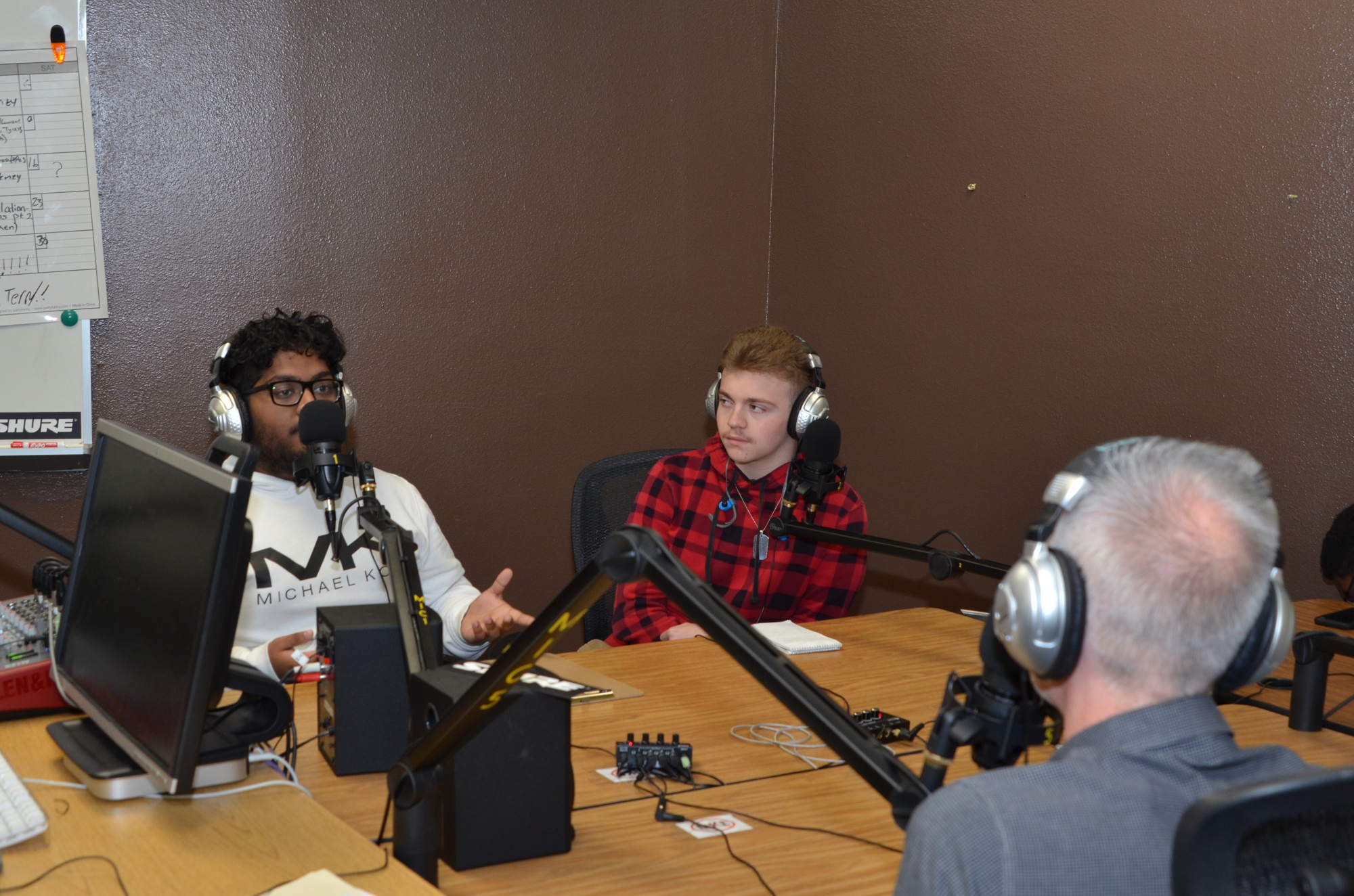 Jonathan Ramjattan, left, and Zachary Ringer led the podcast with introductions.