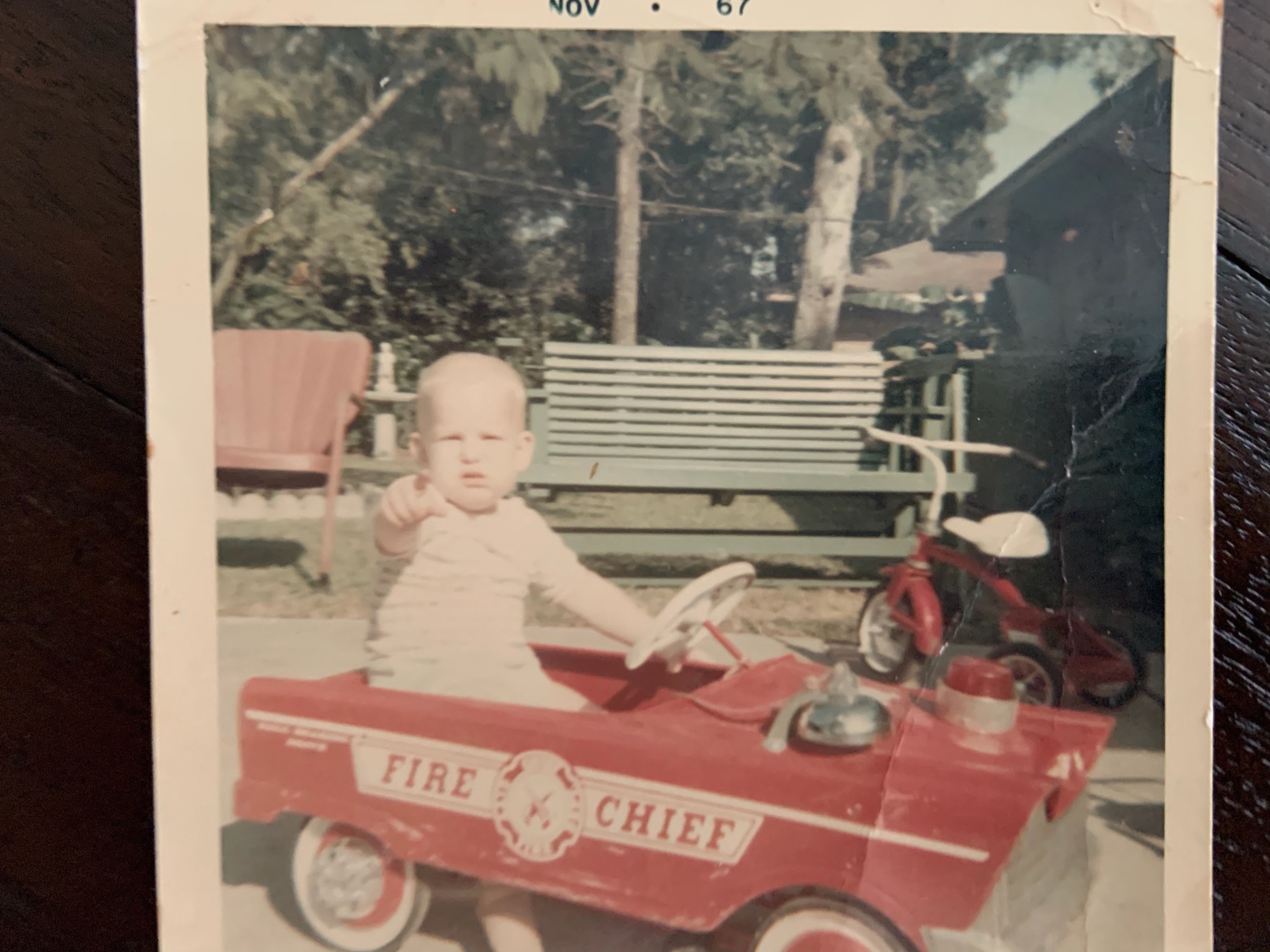 Little did he know at this age that he would have a career as a firefighter.