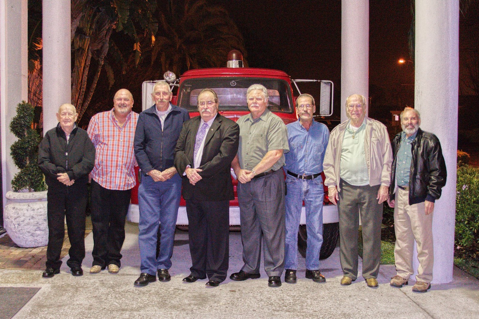 Winter Garden celebrated the 100th anniversary of the Winter Garden Fire Rescue Department in 2014. Among those recognized were former chiefs Carl Peters, left; Jim Briggs, 3rd from left; and then-chief Roy LaBossiere, 2nd from right.