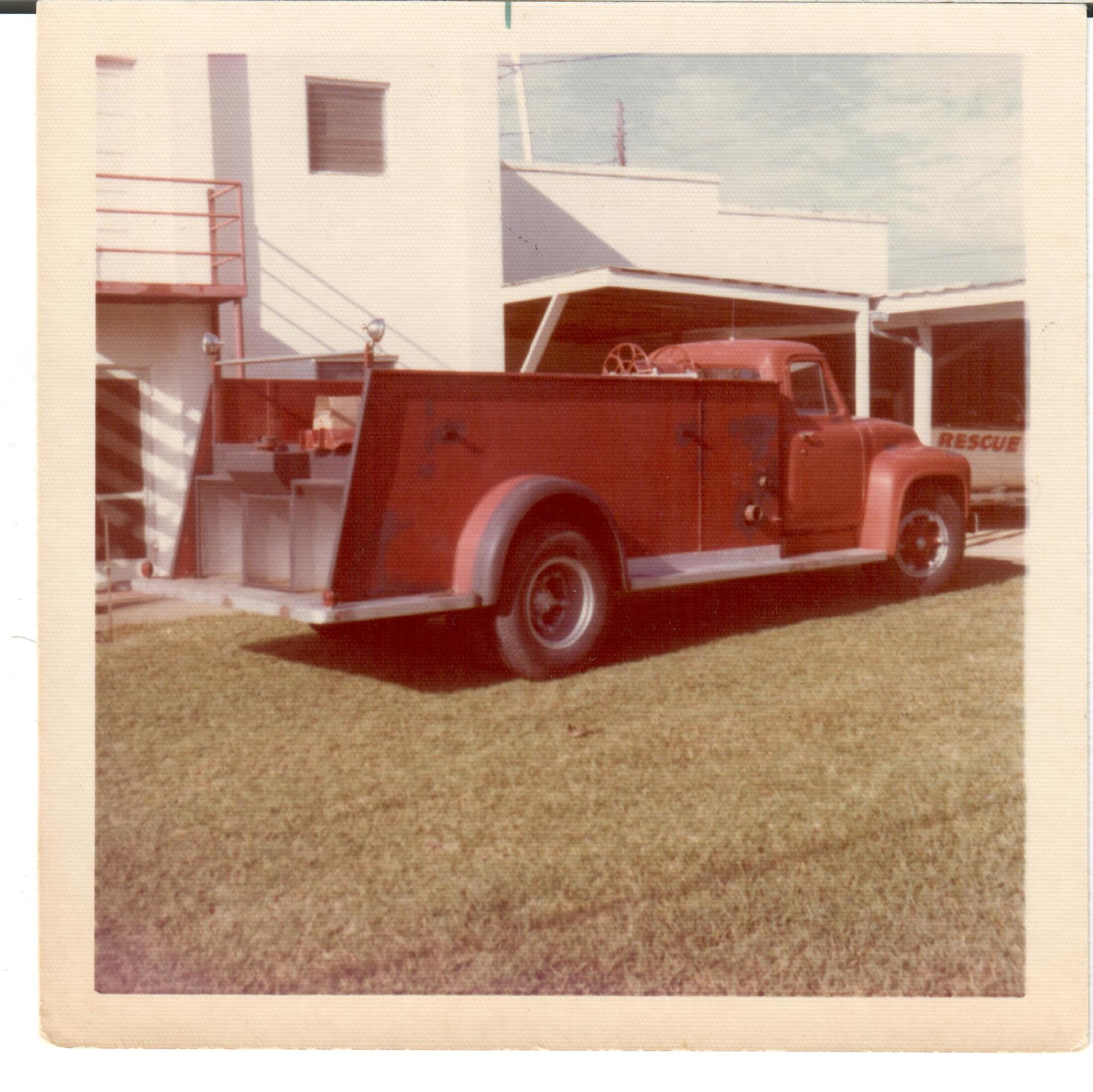 The American La France fire engine originally was red but later received a bright yellow coat of paint.