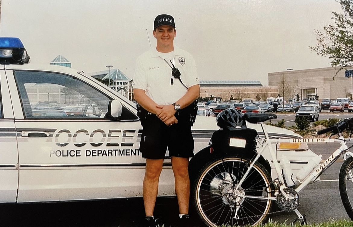Toward the beginning of his career, Brown served on bicycle patrol. (Courtesy Ocoee Police Department)