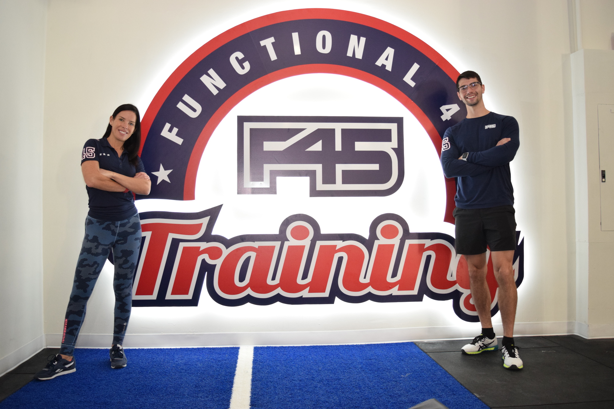 Tara Sue Gally and one of her lead trainers, Christopher Manning, were elated to open F45 Training Baldwin Park.