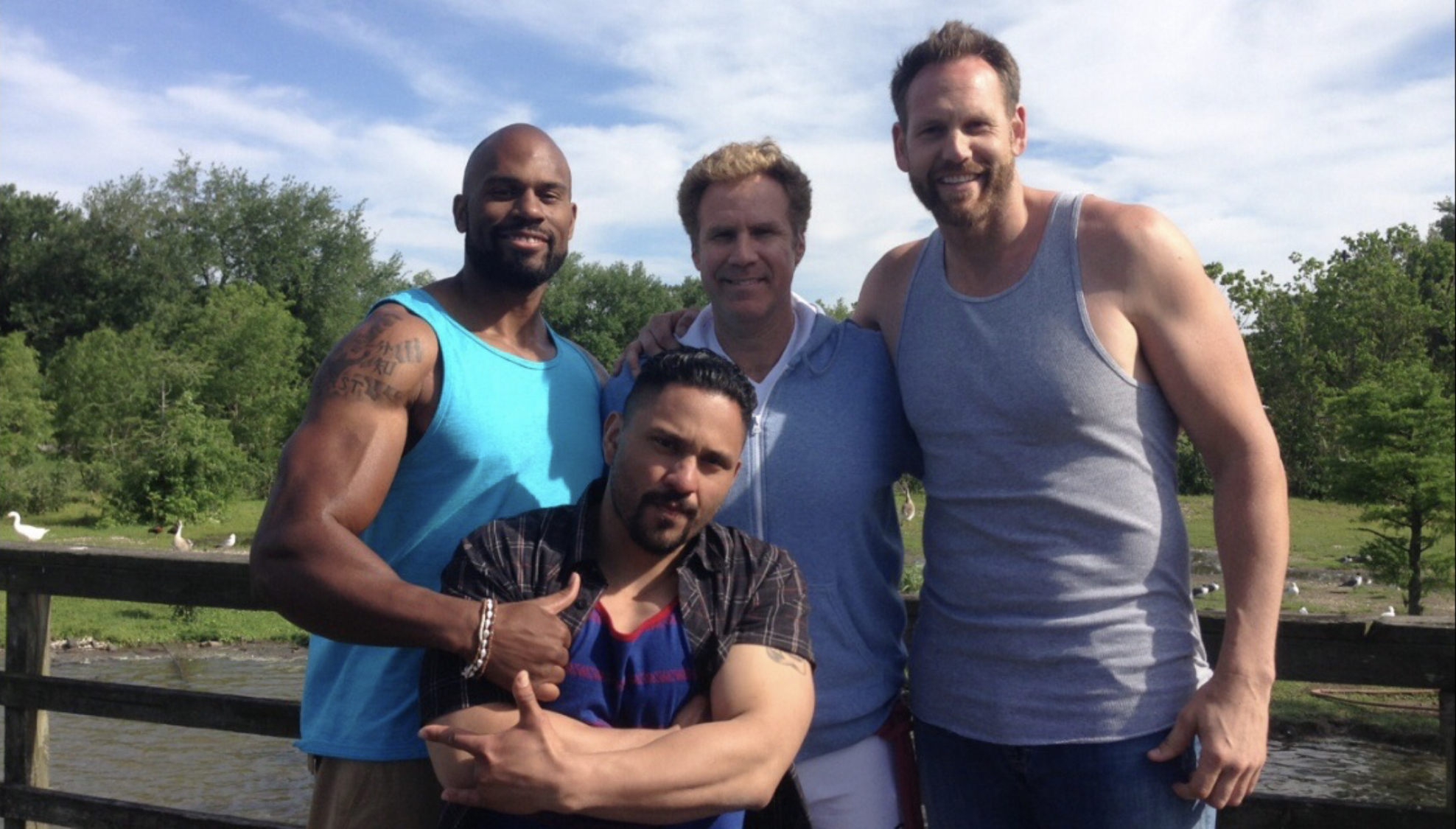 Keil Zepernick with Will Ferrell and others on the set of “Get Hard.” (Courtesy photo)