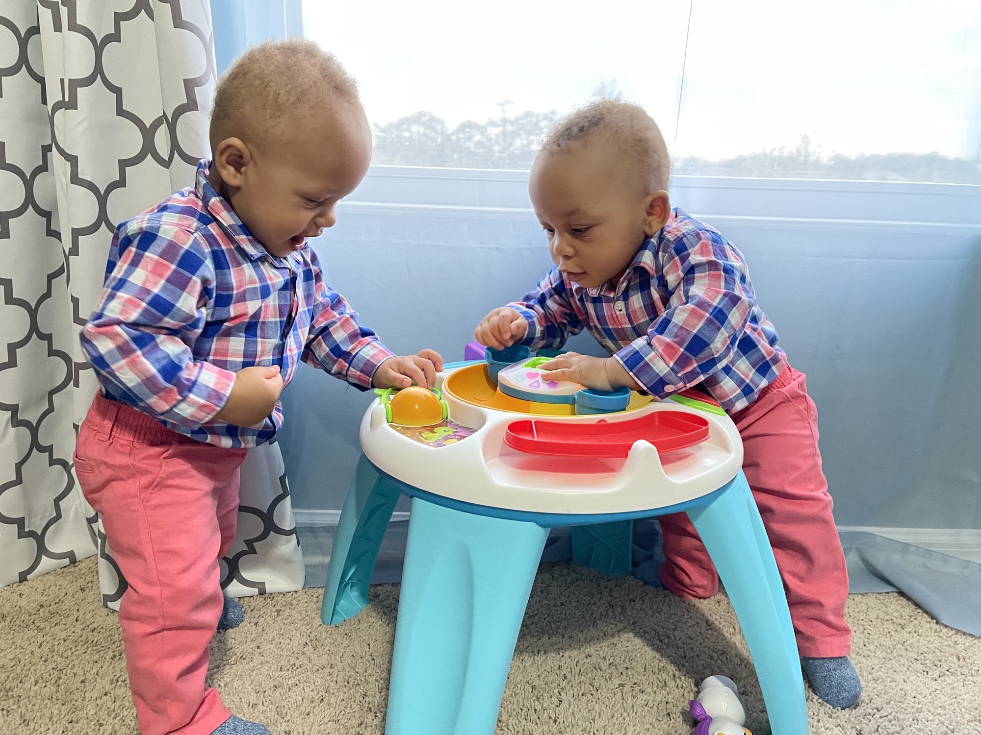 Jamari and Jameir, sons of Novlene Hilaire Williams-Mills and Jameel Mills, at 10 months old. The boys are now 1.
