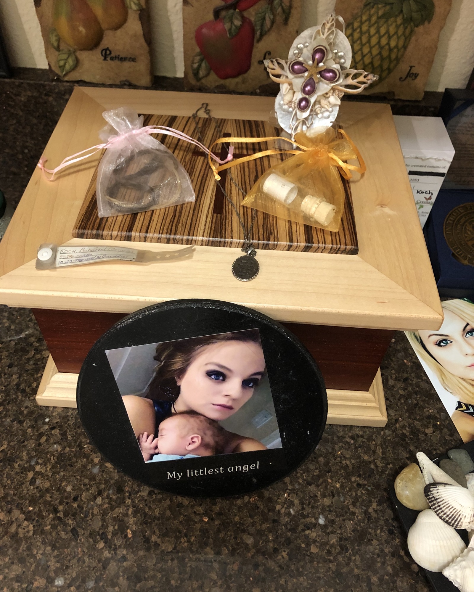 The Koch family has many mementos of their daughter, Lyndsey, including a small braid of her hair and a vial containing a printout of her heartbeat.