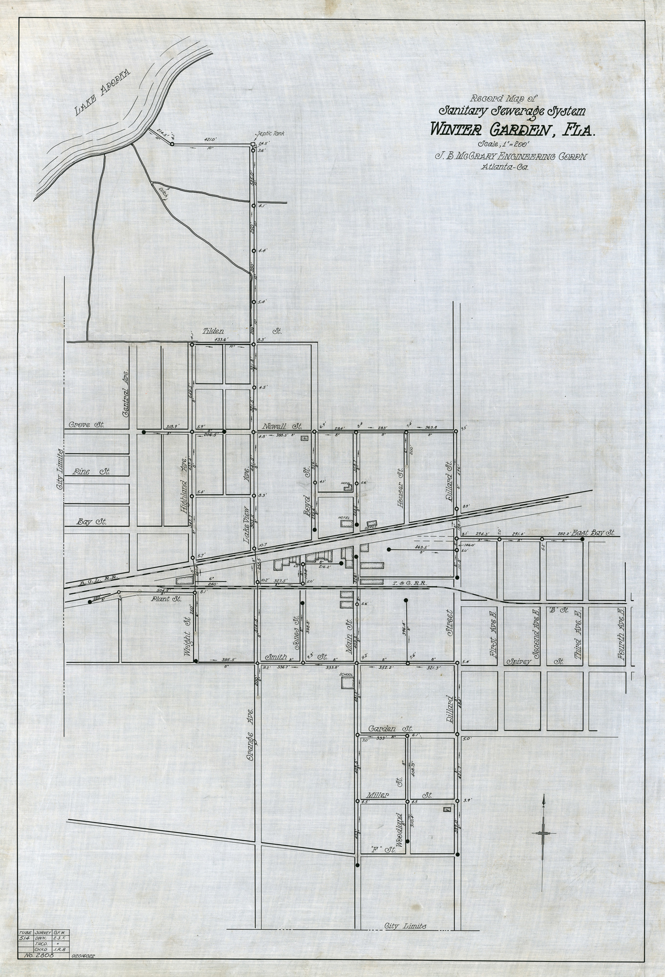 All of Winter Garden’s sewer lines were plotted on this sanitary sewerage system map from 1923.