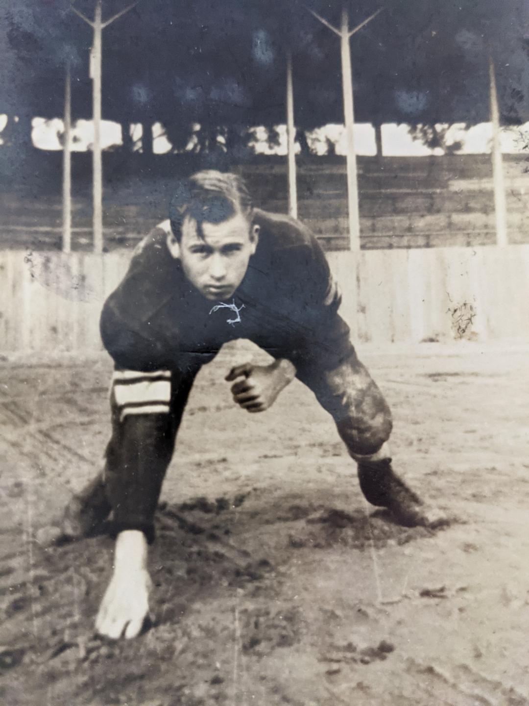 Gene Spears played football at Lakeview High School and was captain of the 1948 All-Conference team.