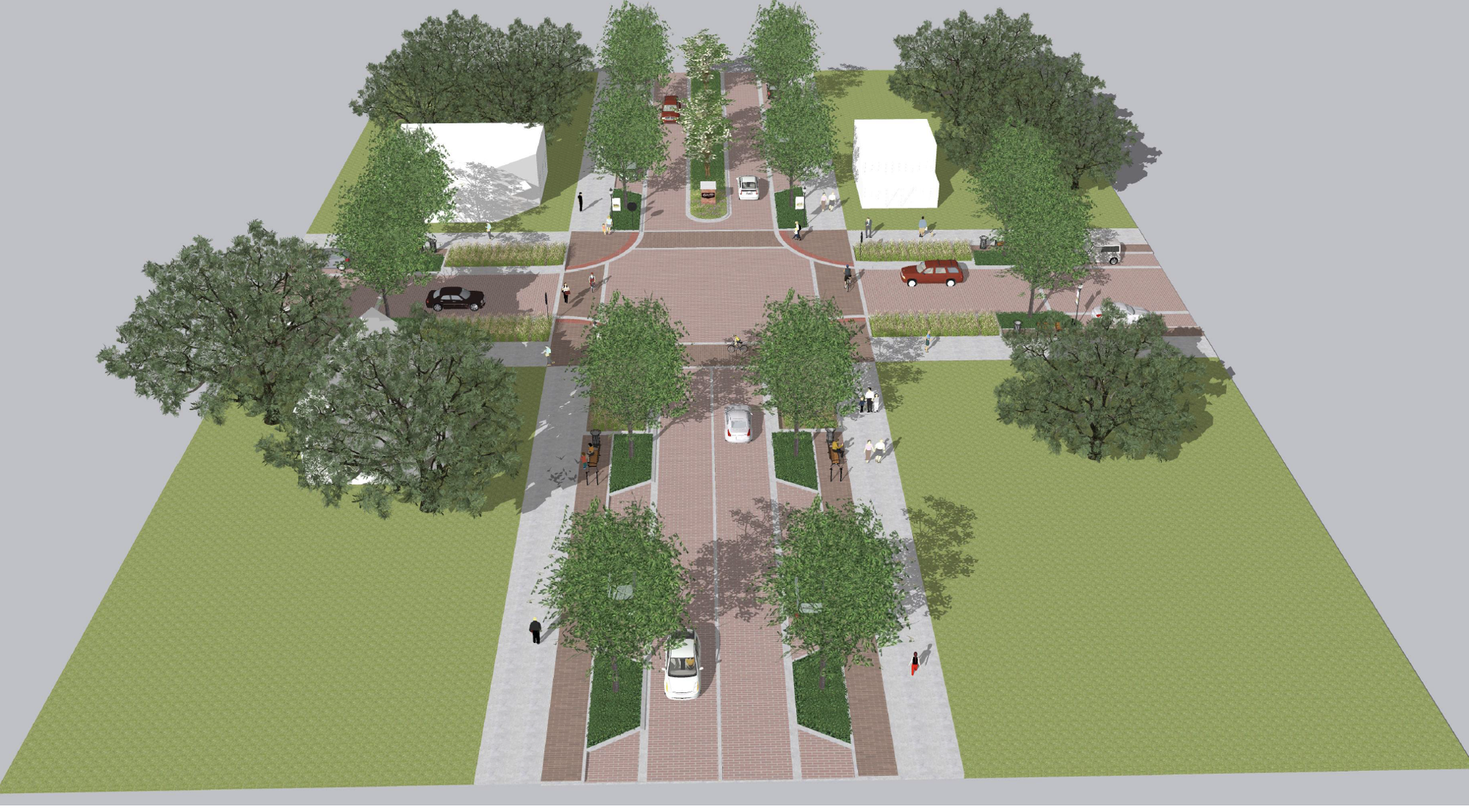 An aerial rendering shows the potential for the intersection of Tubb Street and Oakland Avenue.