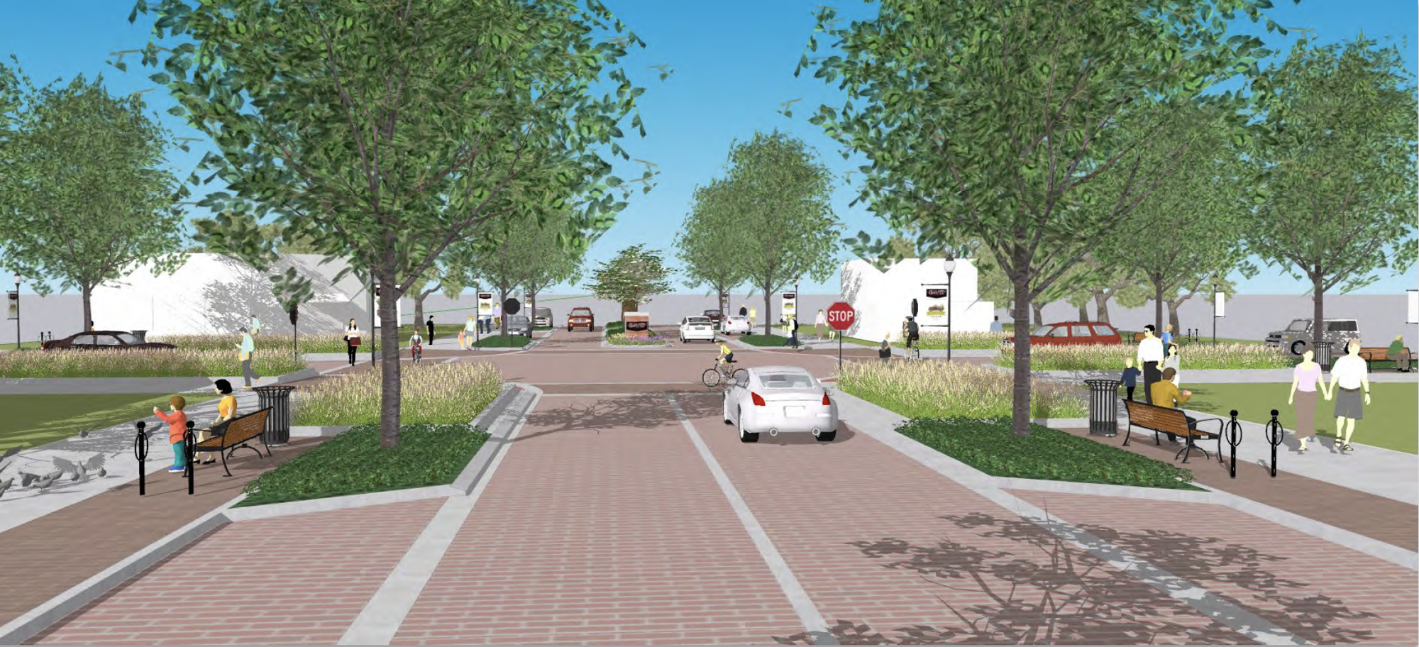A rendering showing the potential look of Tubb Street approaching Oakland Avenue from the south.