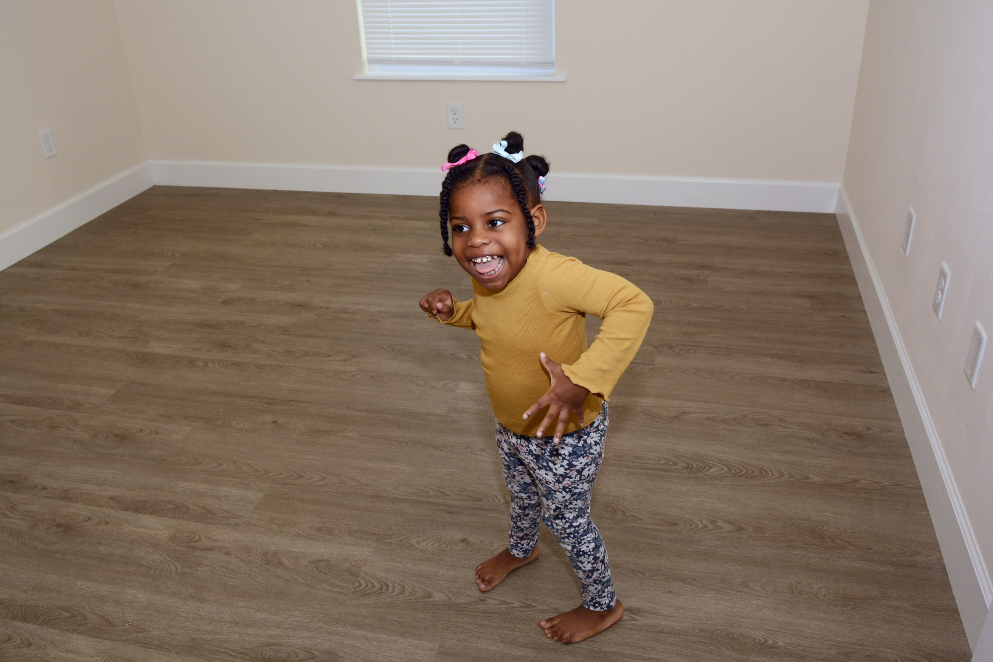Two-year-old Amiyah Kinscy is excited about having her own bedroom.