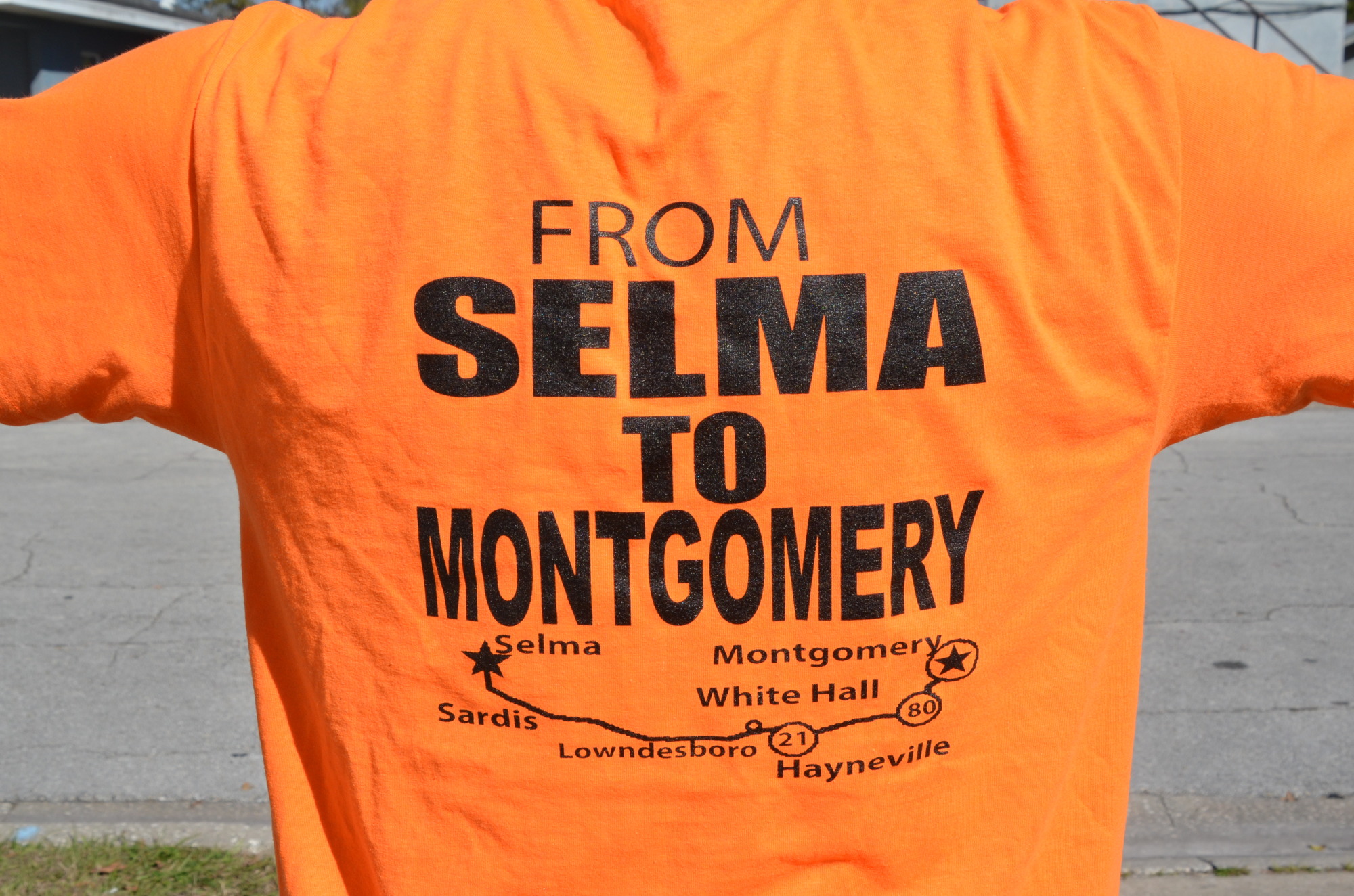 The route Anthony Hodge will take on his 54-mile walk is mapped out on the back of his T-shirt.