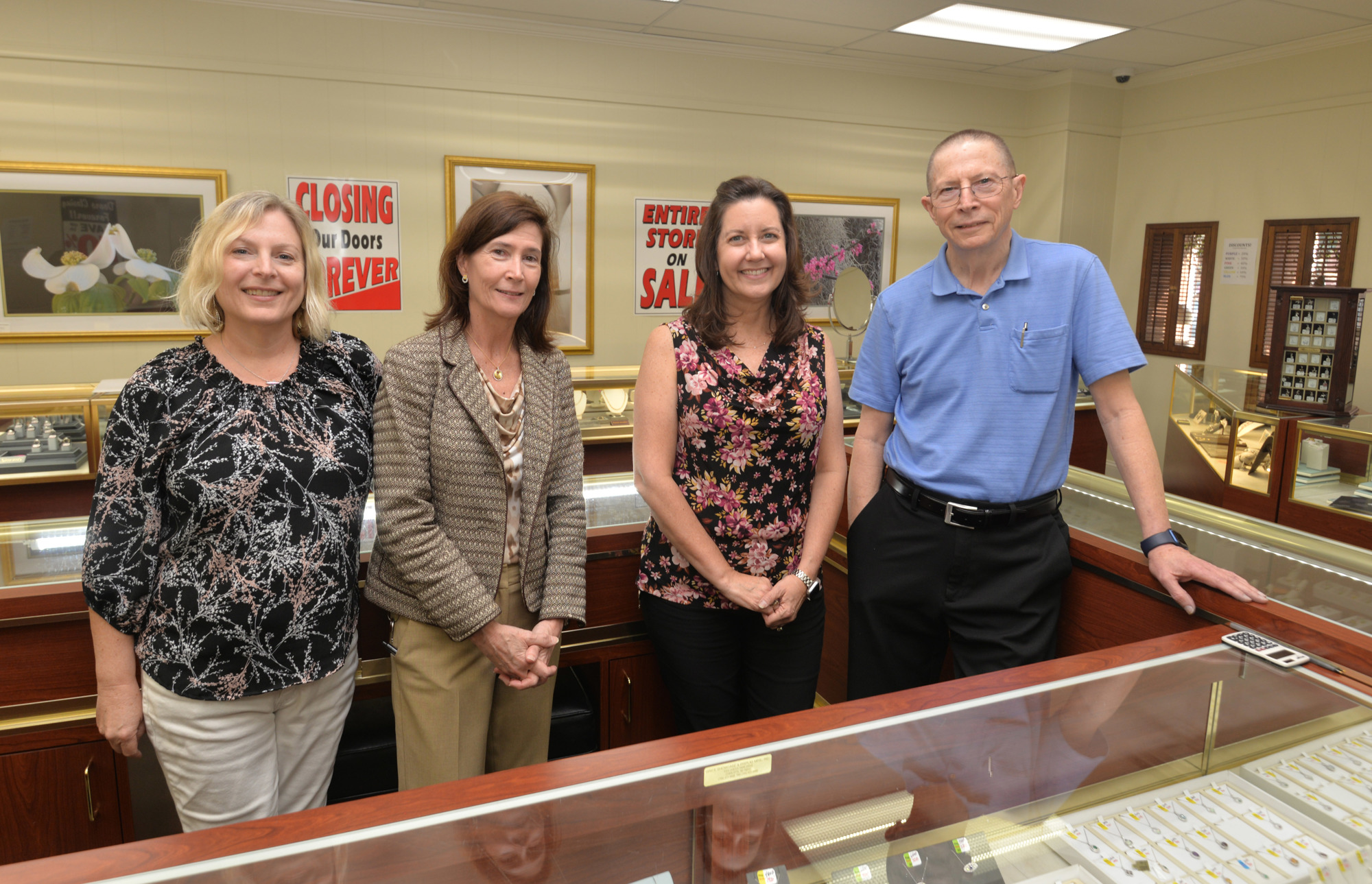 The Frazier Jewelry staff includes family members. From left, Merry Frazier, Gina Frazier, Kim Scott and owner Butch Frazier. Merry is Butch Frazier’s daughter and Gina is his sister.