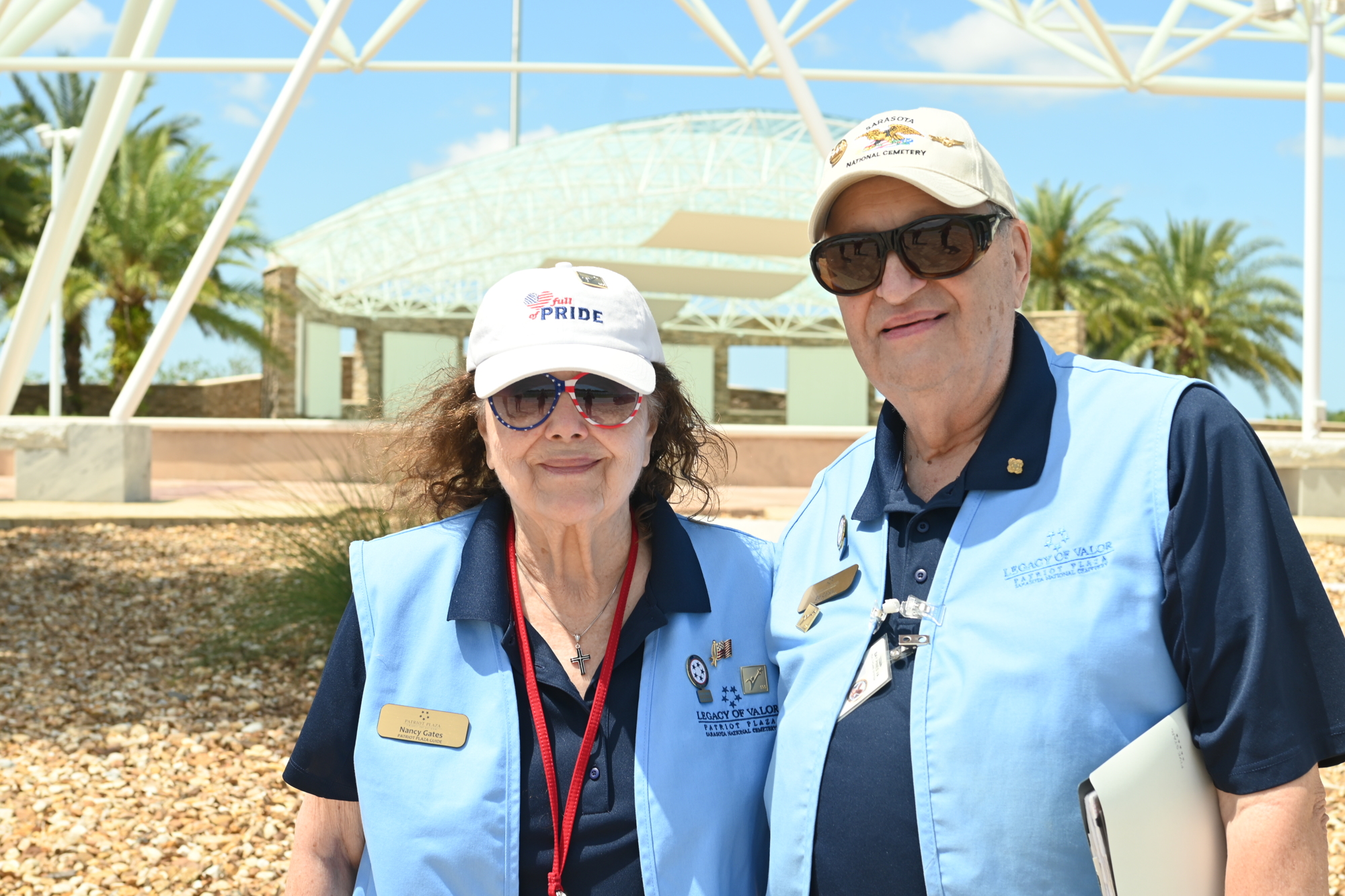 Ed and Nancy Gates are vital components of the tour guide crew at Patriot Plaza. (Photo: Spencer Fordin)
