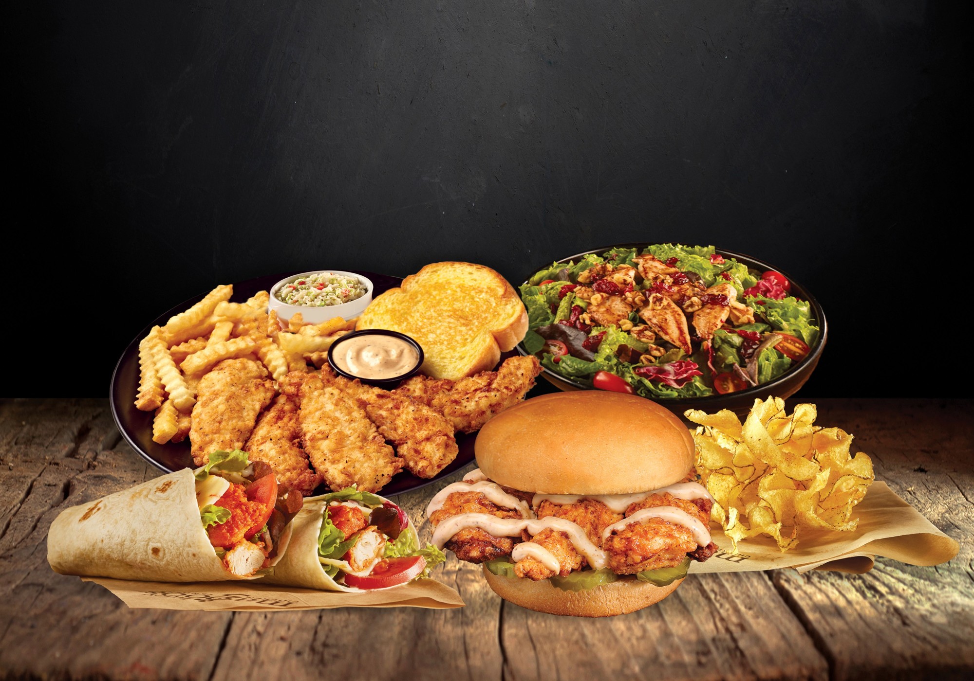 Huey Magoo’s serves grilled, hand-breaded or “sauced” premium chicken tenders, salads, sandwiches and wraps.