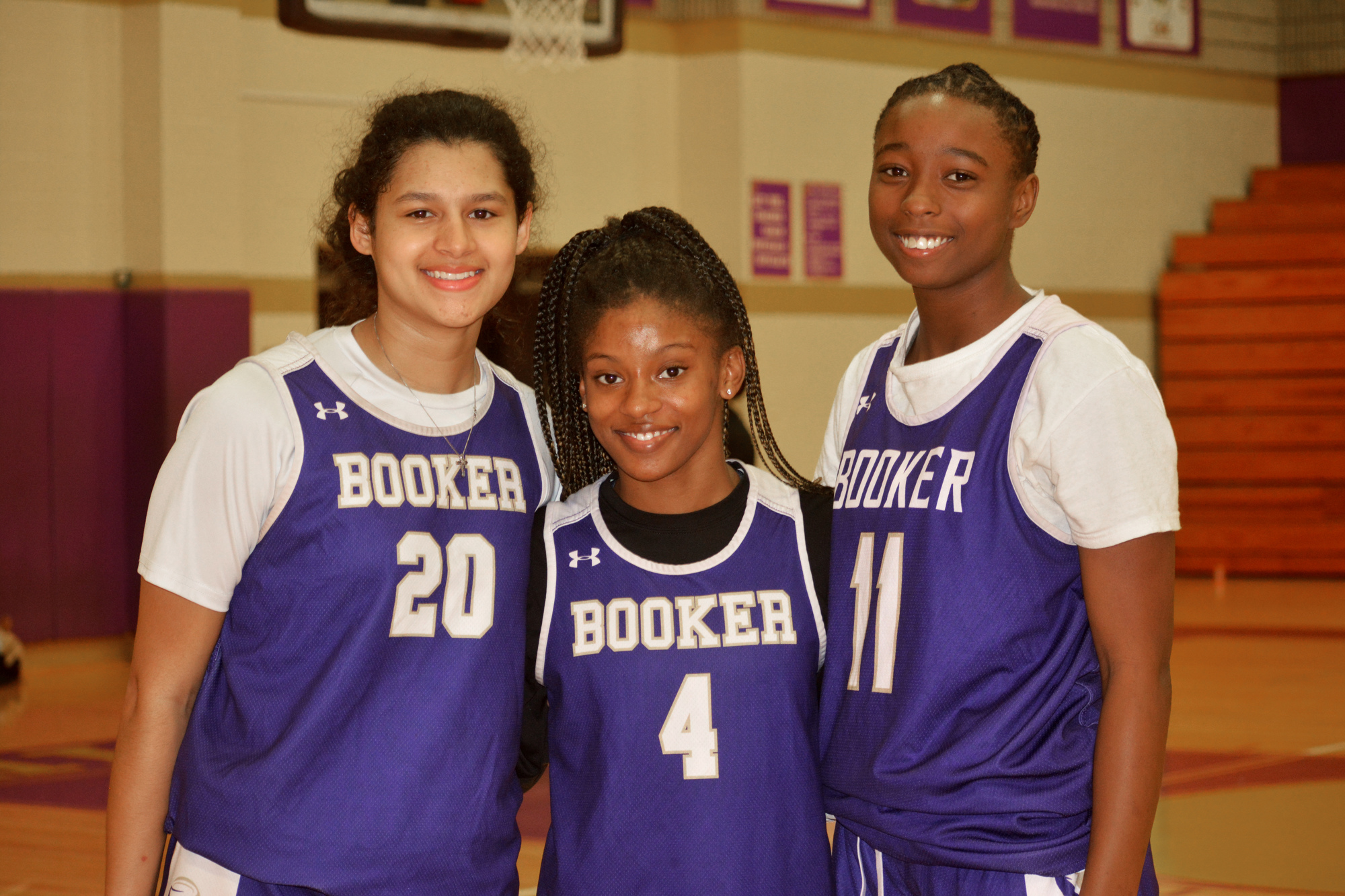 7. Booker senior Jaydn Lattimore, senior Ty'anna Ash and junior Chariot Johnson helped the Tornadoes girls basketball team reach the Final Four.