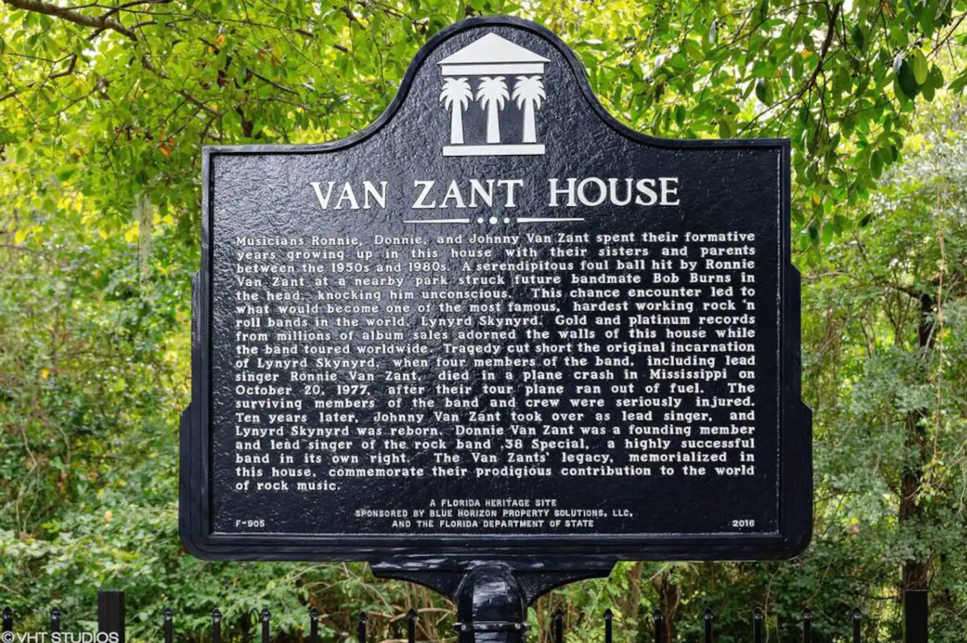 The historical marker outside the  Van Zant house in West Jacksonville.