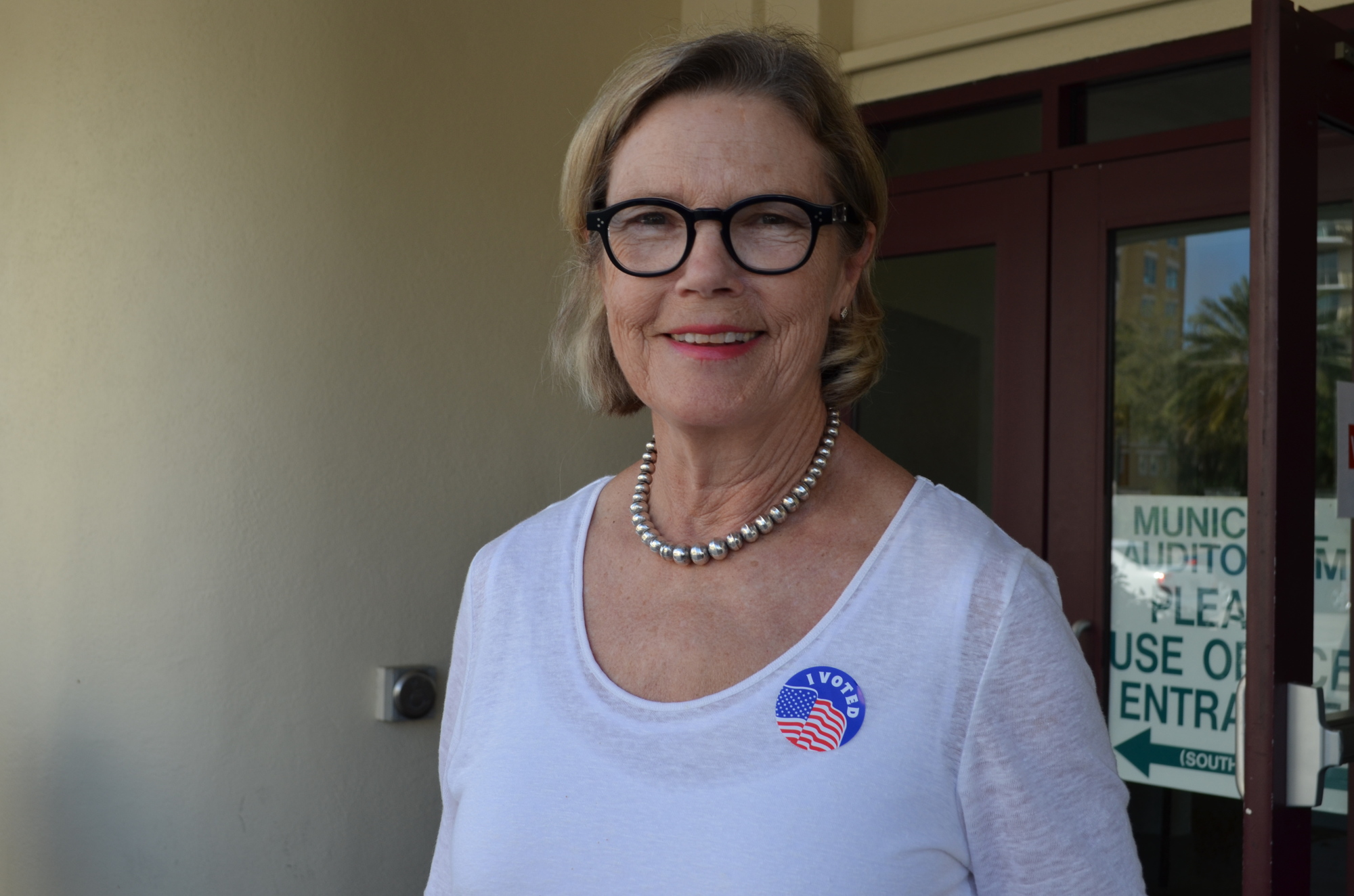 Louise Huin cast her ballot at the Sarasota Municipal Auditorium.