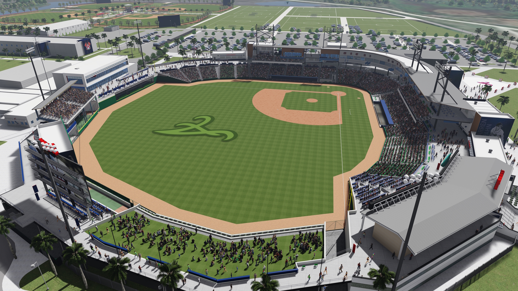 Courtesy. A rendering of the new Atlanta Braves spring training stadium under construction in North Port. 