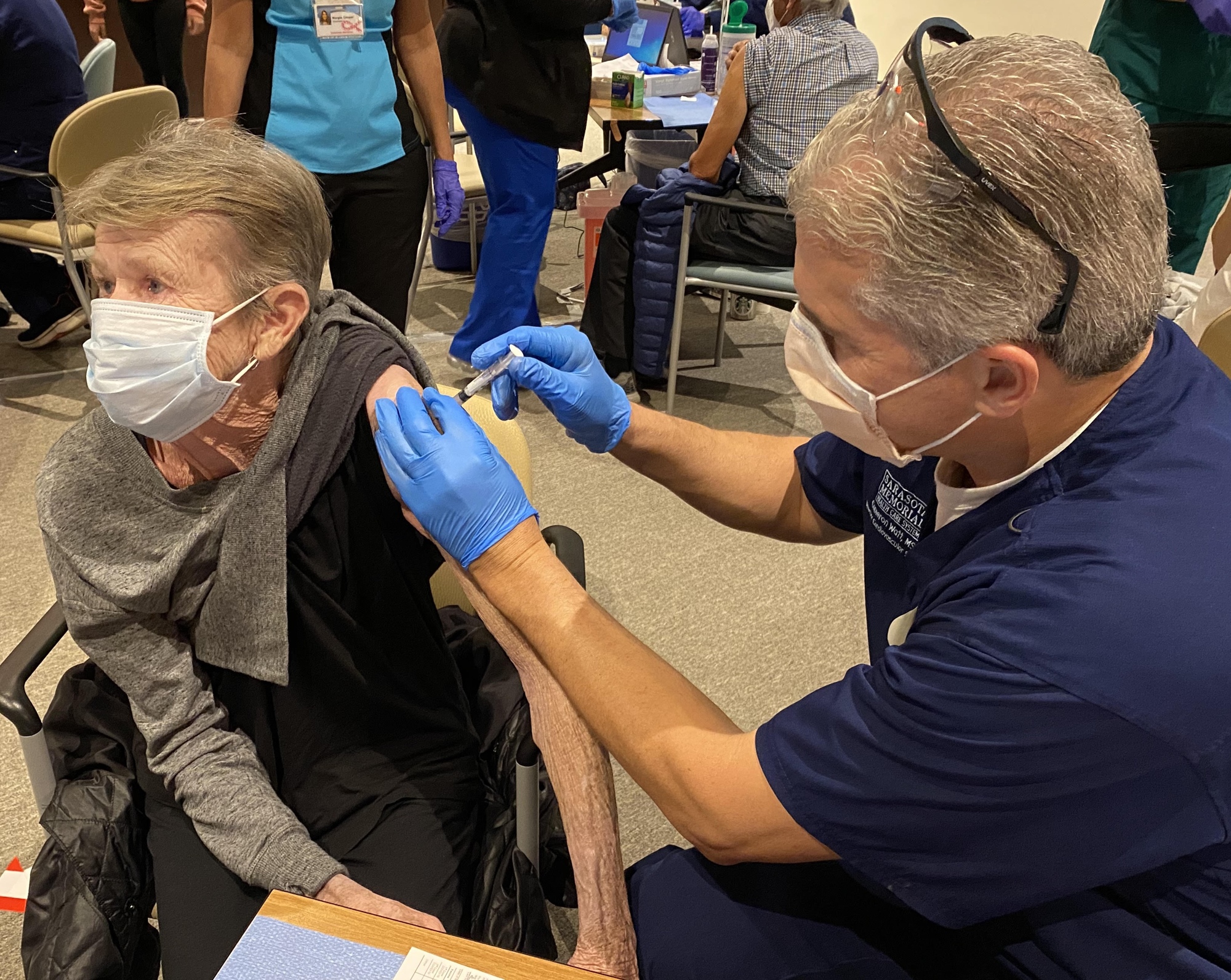 JANUARY: After the Florida Department of Health in Sarasota County depleted its supply of vaccines, Sarasota Memorial Hospital offered up doses this weekend to members of the public who were 65 or older. Courtesy image.