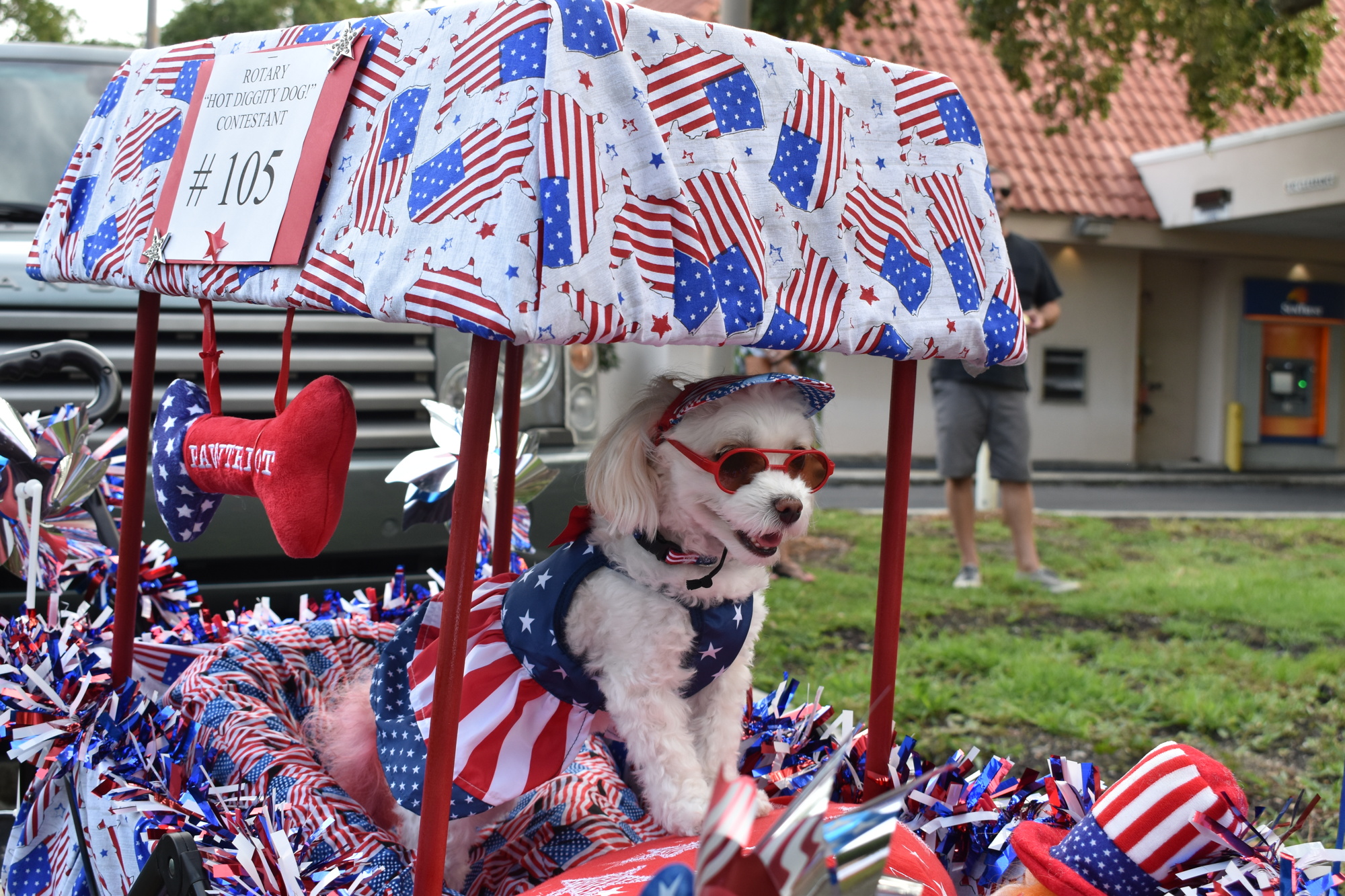 Nancy and Tony Roberts' dog Biscuit was decked out in Fourth of July attire at the 2021 Freedom Fest. (File photo)