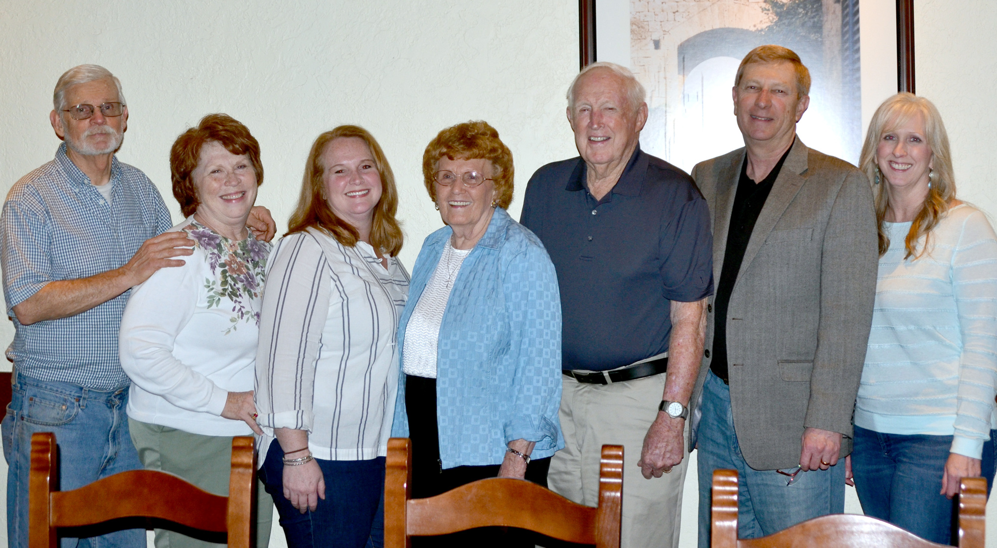 Jack and Gloria Quesinberry celebrate his 84th birthday with just about every family member, including their five children: Rusty Jenkins, left, Kathy Taylor, Jeni McNeill, Rory Quesinberry and Amy Quesinberry.