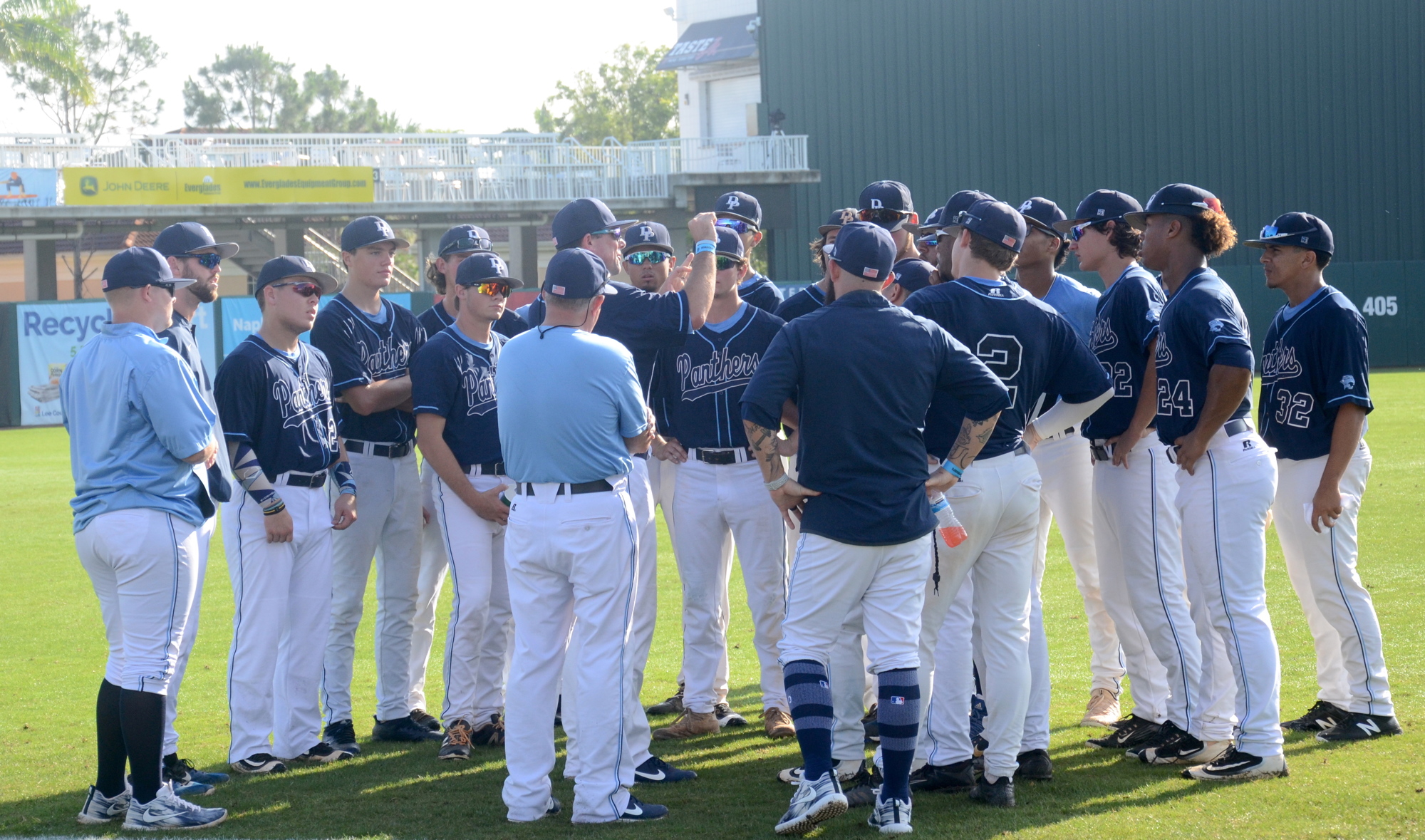 Mike Bradley addresses his team before the FHSAA Class 9A State Semifinal in Fort Myers June 2.
